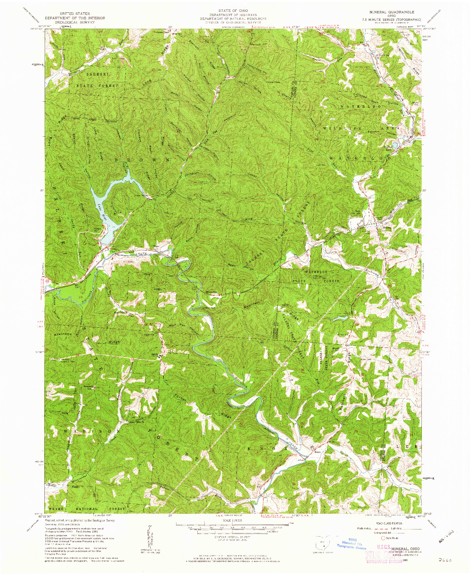 USGS 1:24000-SCALE QUADRANGLE FOR MINERAL, OH 1961