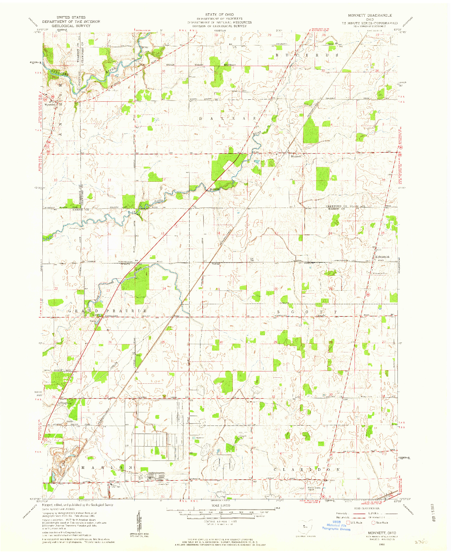 USGS 1:24000-SCALE QUADRANGLE FOR MONNETT, OH 1961