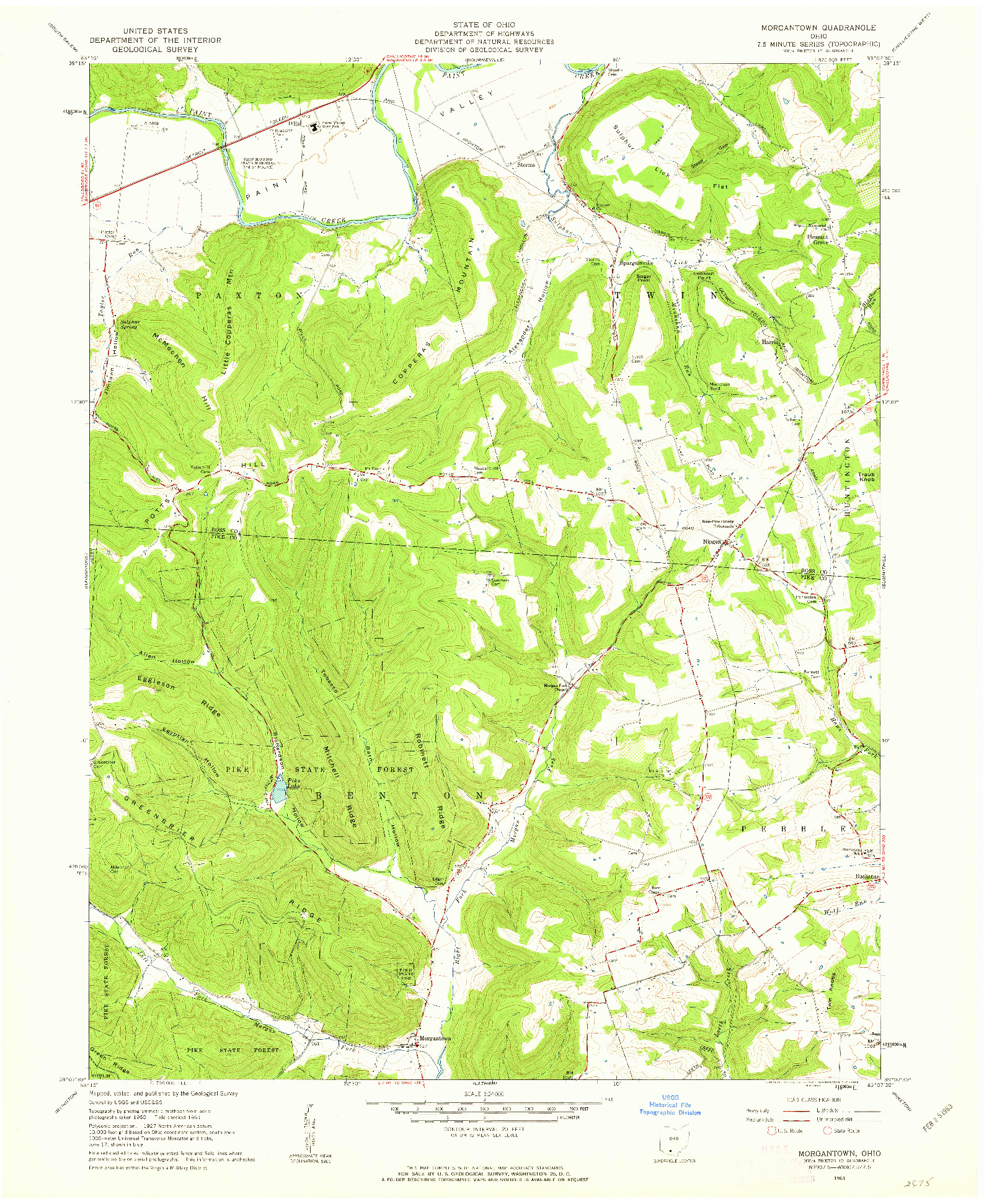 USGS 1:24000-SCALE QUADRANGLE FOR MORGANTOWN, OH 1961