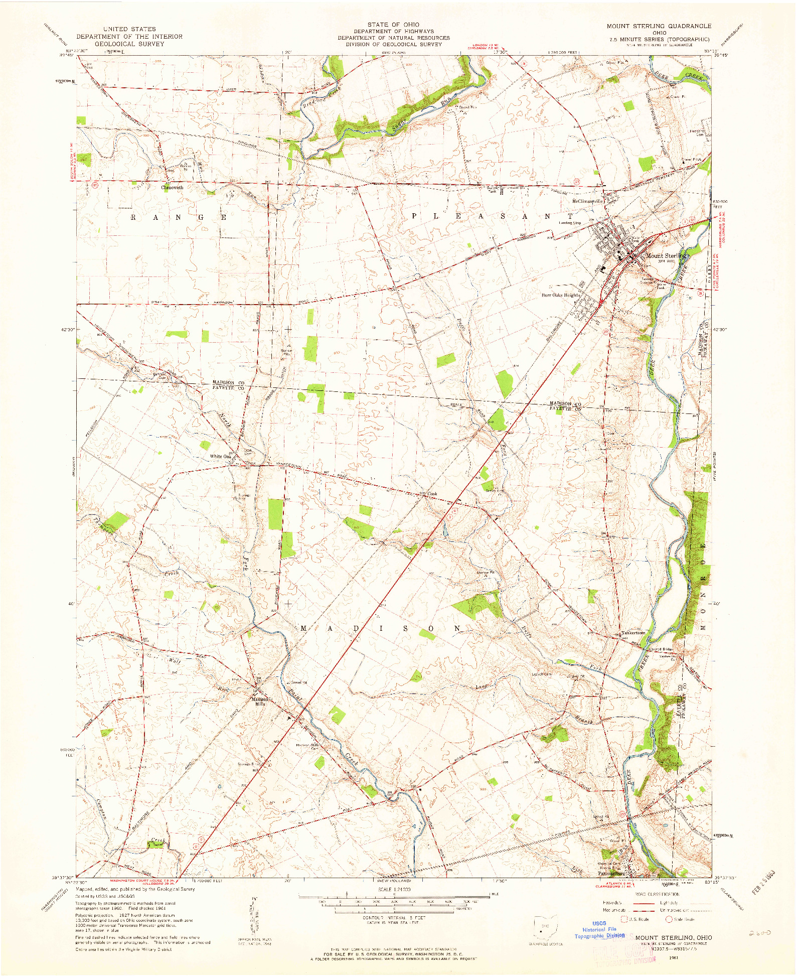USGS 1:24000-SCALE QUADRANGLE FOR MOUNT STERLING, OH 1961