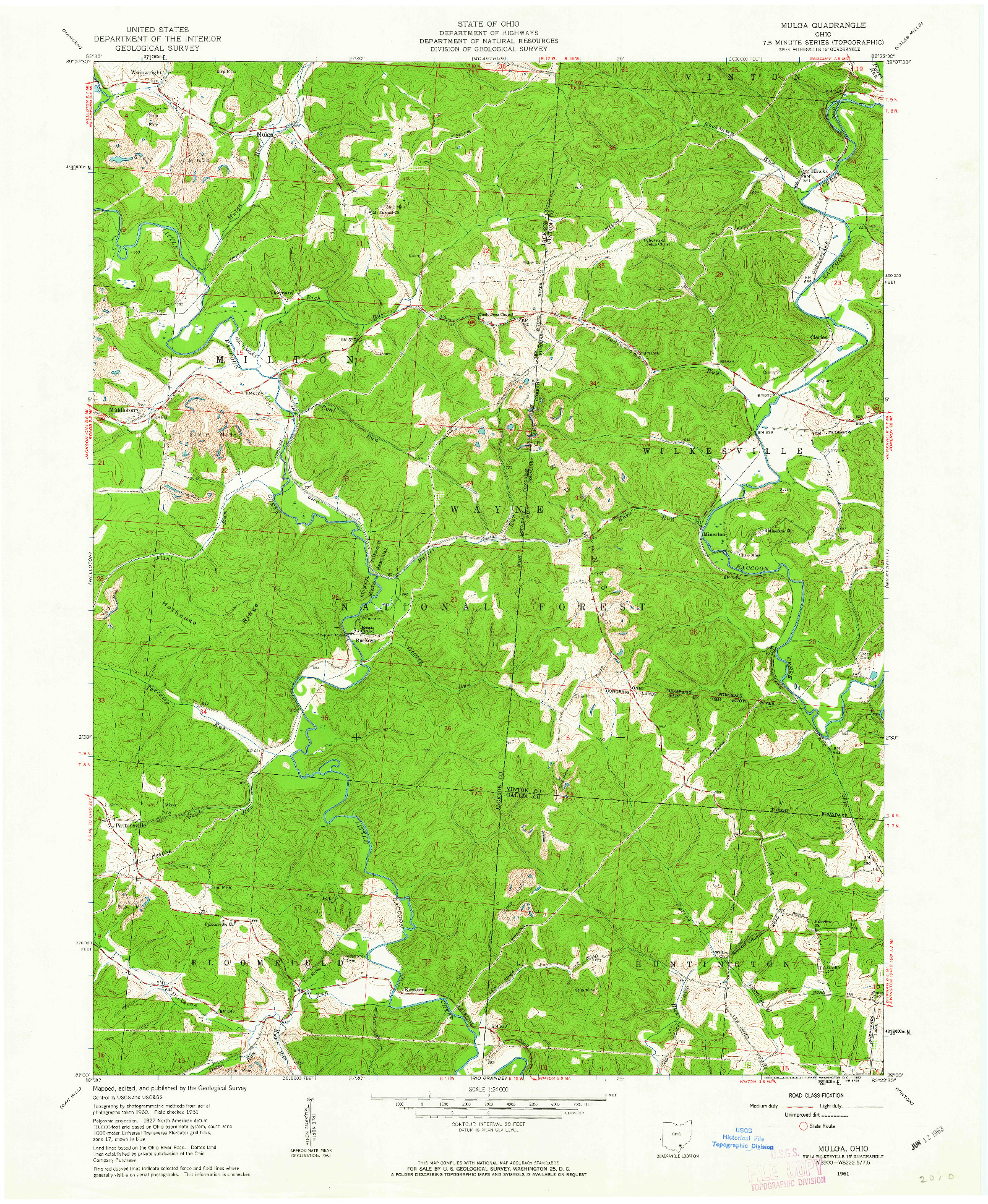 USGS 1:24000-SCALE QUADRANGLE FOR MULGA, OH 1961