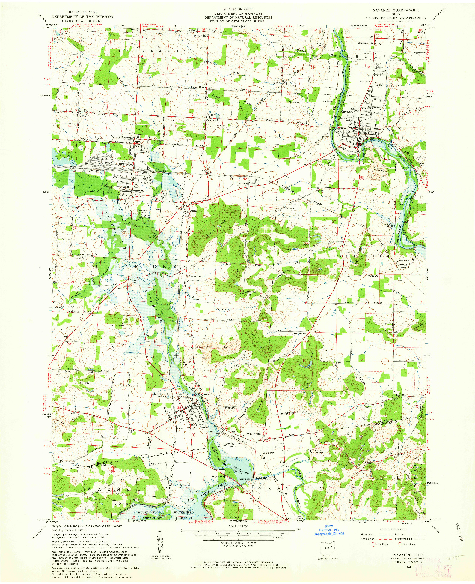 USGS 1:24000-SCALE QUADRANGLE FOR NAVARRE, OH 1961