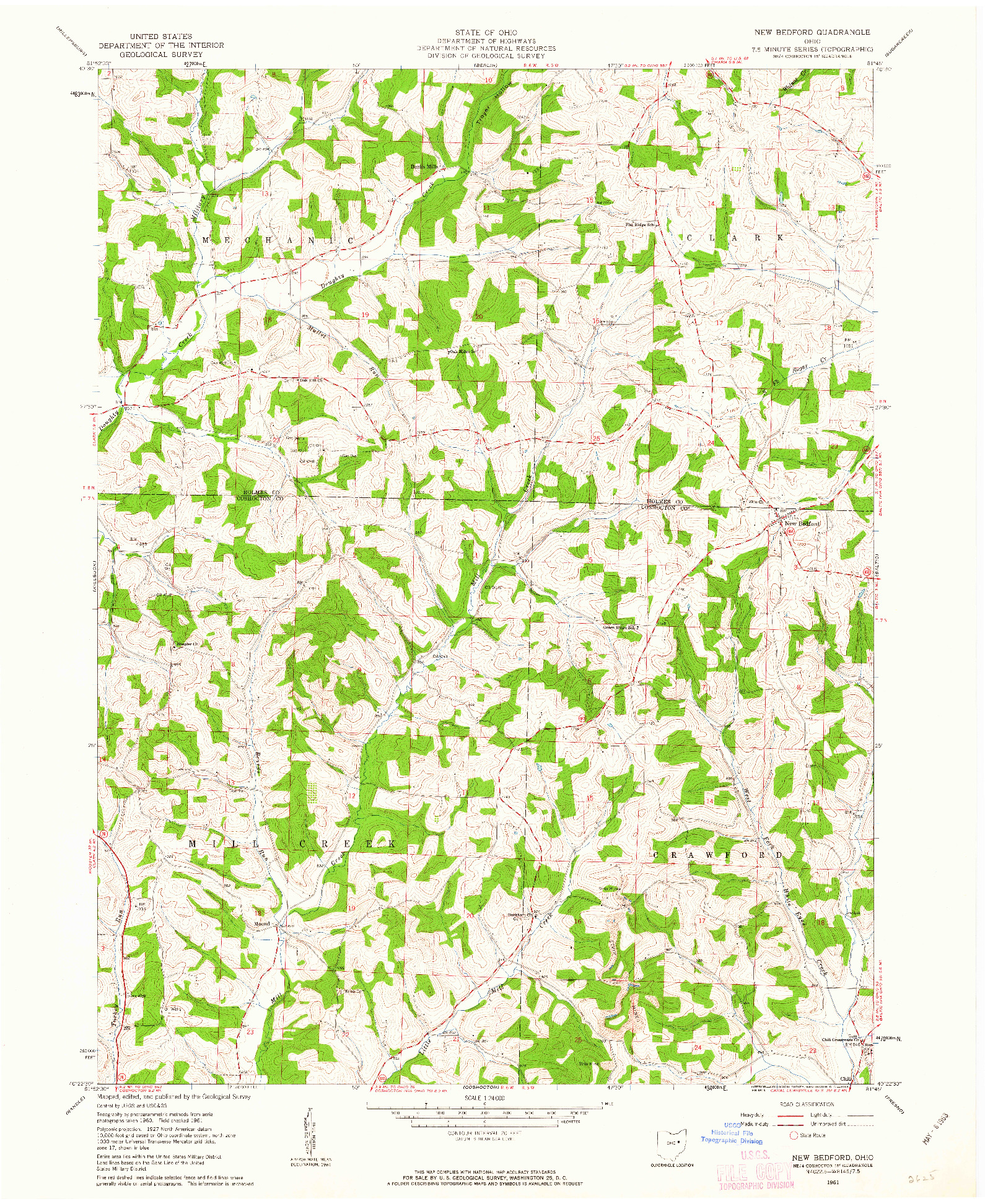 USGS 1:24000-SCALE QUADRANGLE FOR NEW BEDFORD, OH 1961