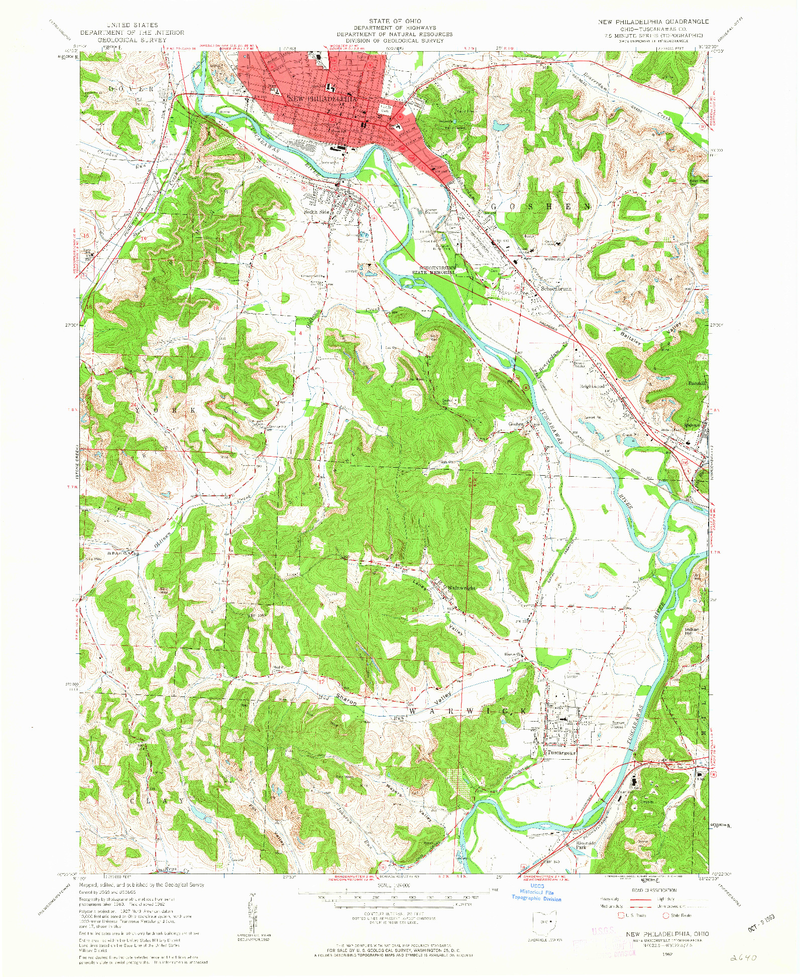 USGS 1:24000-SCALE QUADRANGLE FOR NEW PHILADELPHIA, OH 1962