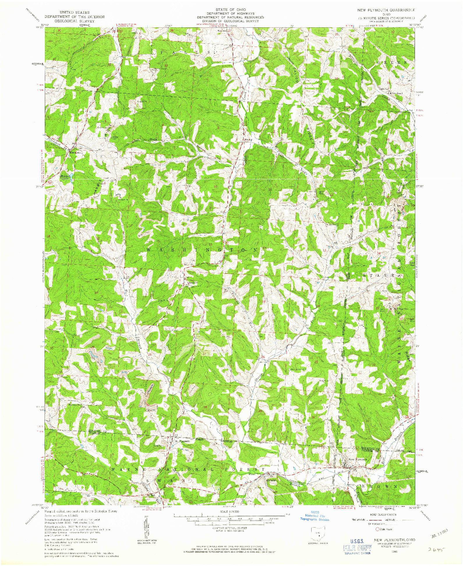 USGS 1:24000-SCALE QUADRANGLE FOR NEW PLYMOUTH, OH 1961