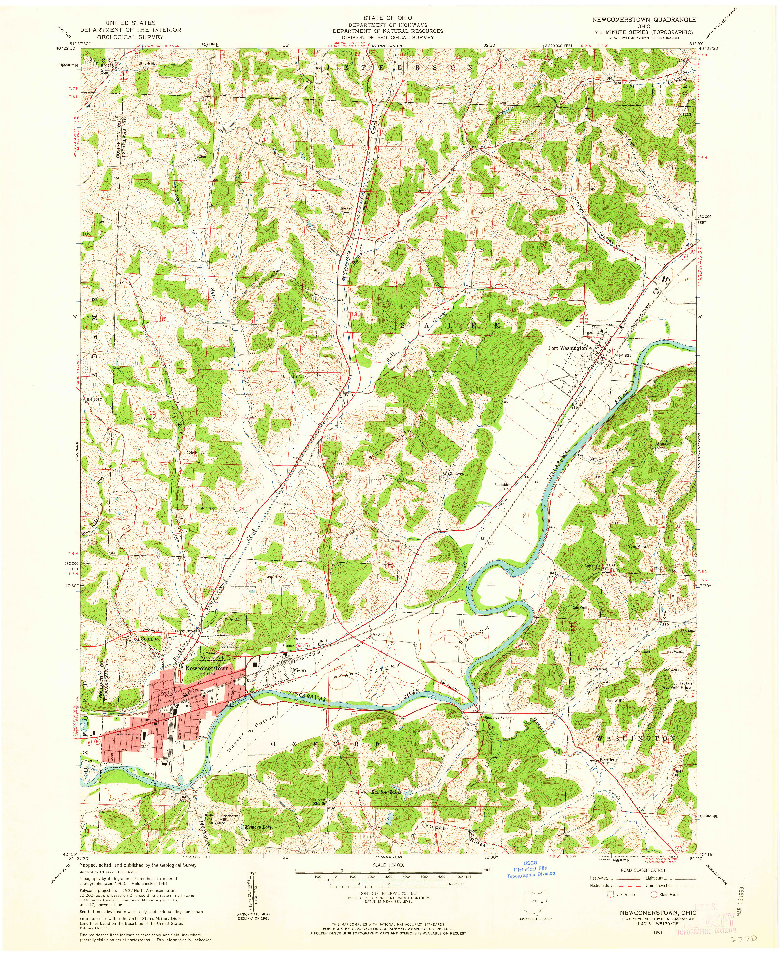 USGS 1:24000-SCALE QUADRANGLE FOR NEWCOMERSTOWN, OH 1961