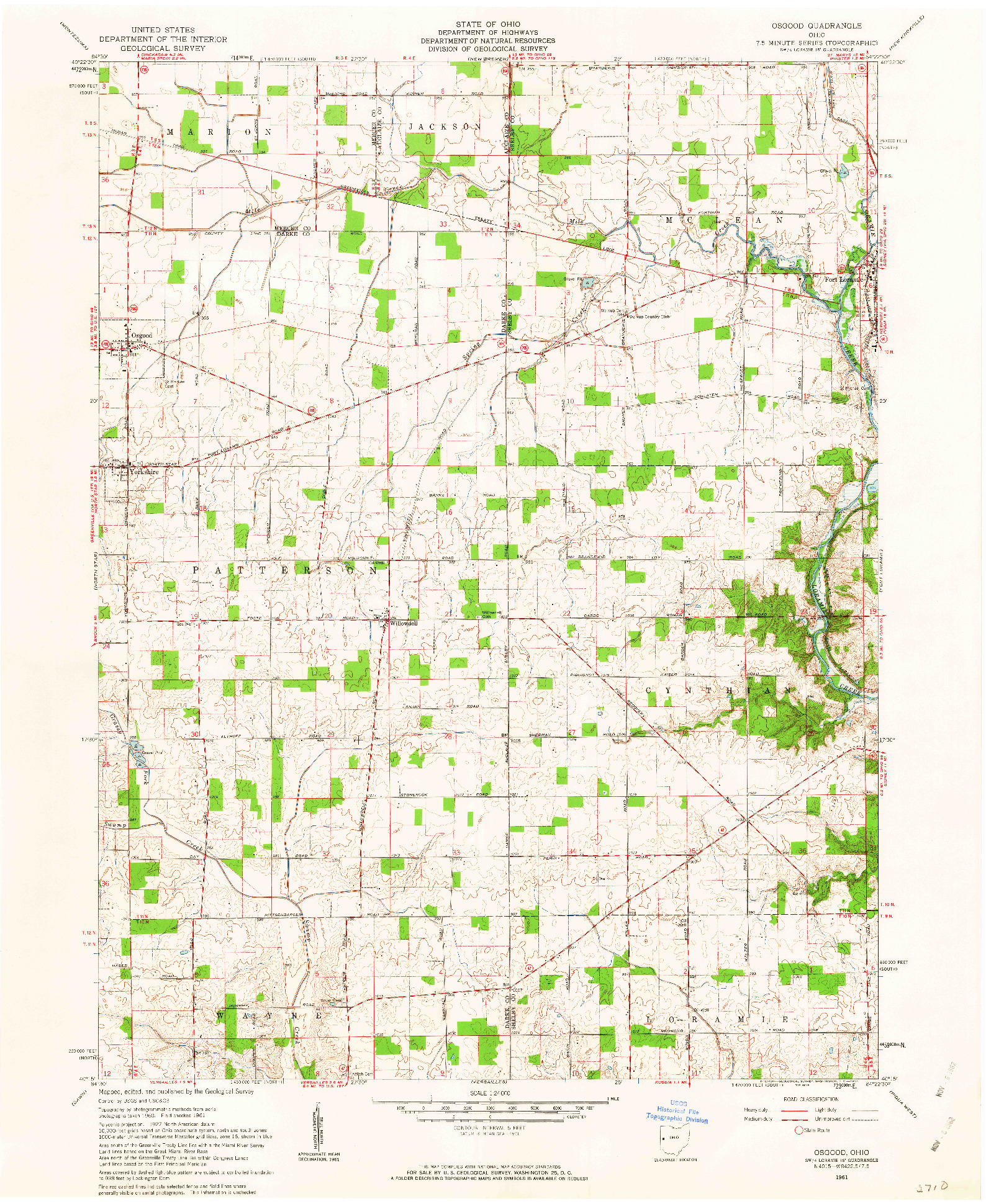 USGS 1:24000-SCALE QUADRANGLE FOR OSGOOD, OH 1961