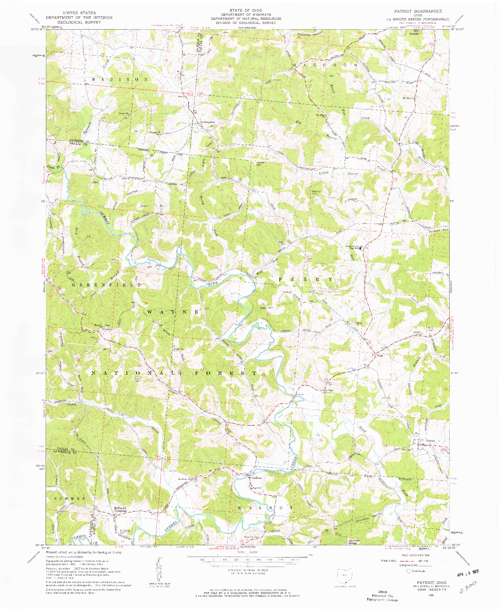 USGS 1:24000-SCALE QUADRANGLE FOR PATRIOT, OH 1961