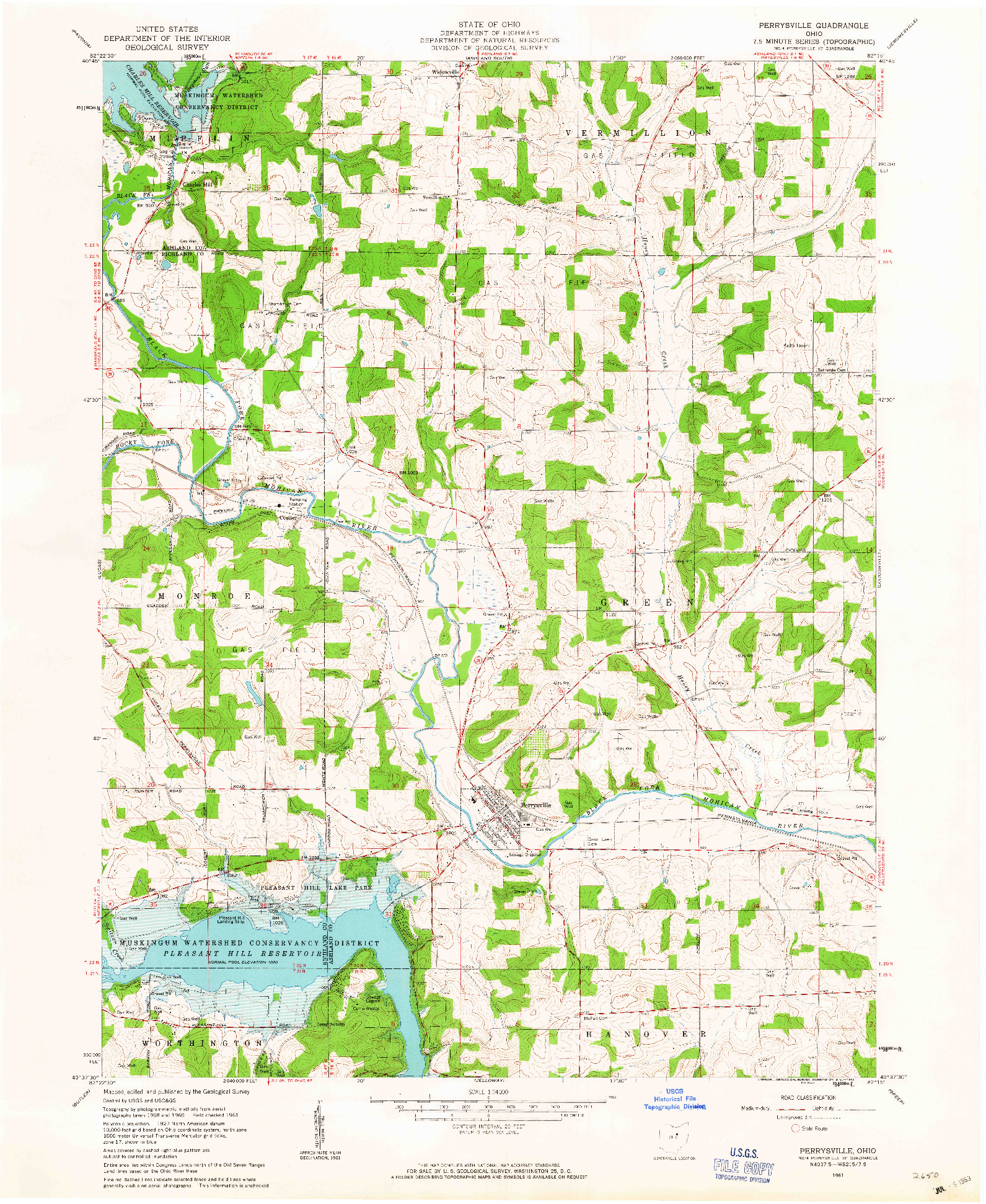 USGS 1:24000-SCALE QUADRANGLE FOR PERRYSVILLE, OH 1961