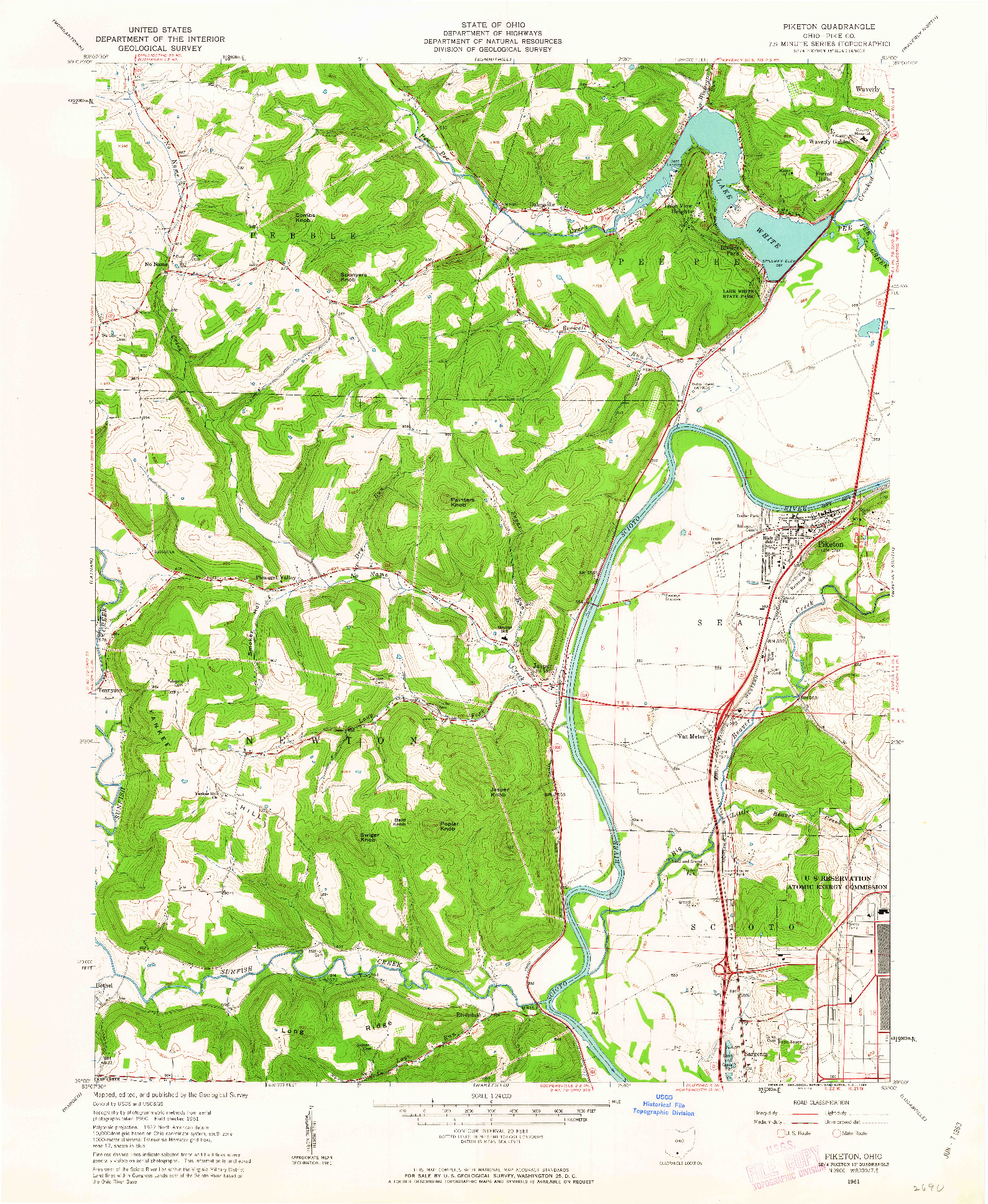 USGS 1:24000-SCALE QUADRANGLE FOR PIKETON, OH 1961