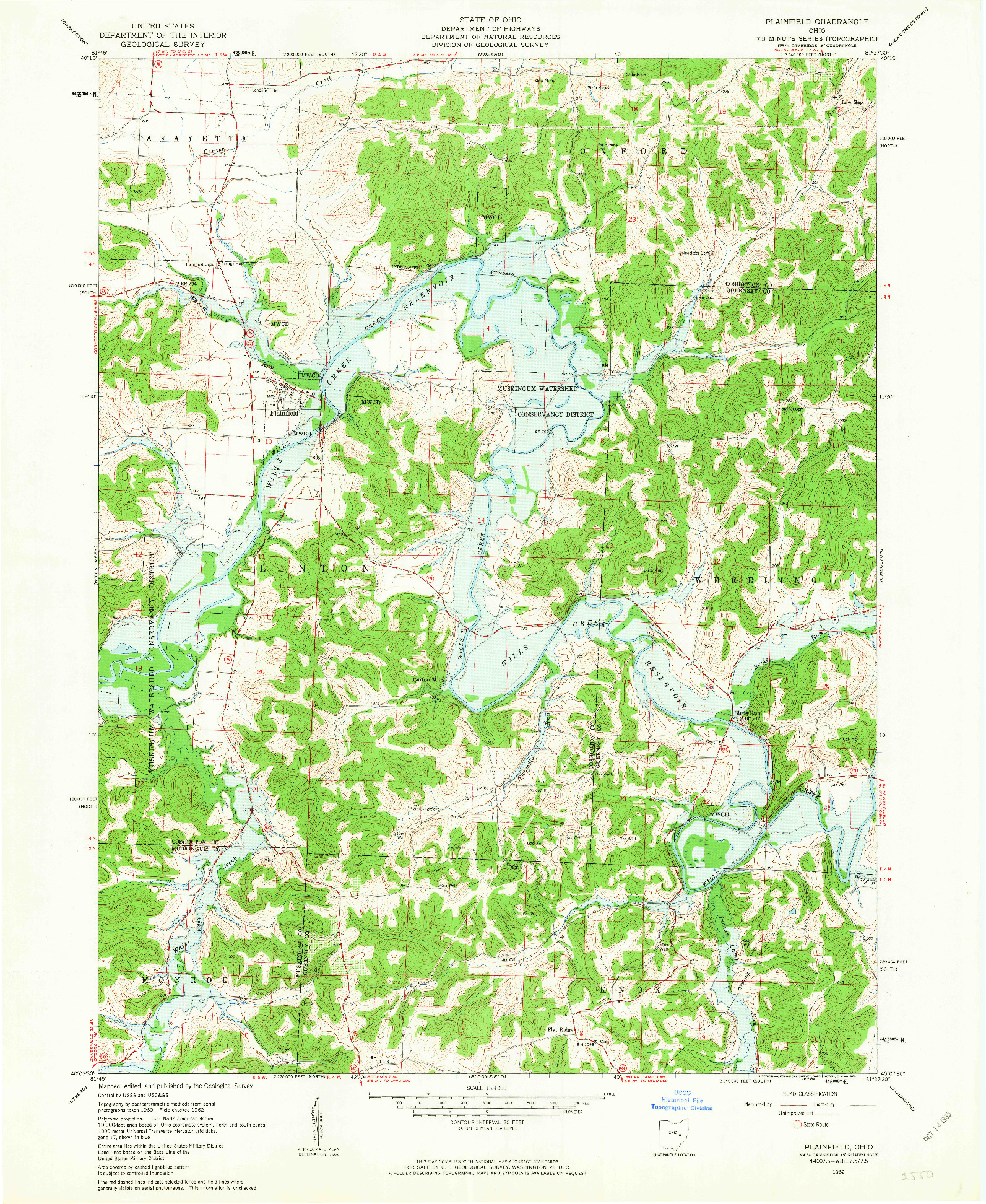 USGS 1:24000-SCALE QUADRANGLE FOR PLAINFIELD, OH 1962
