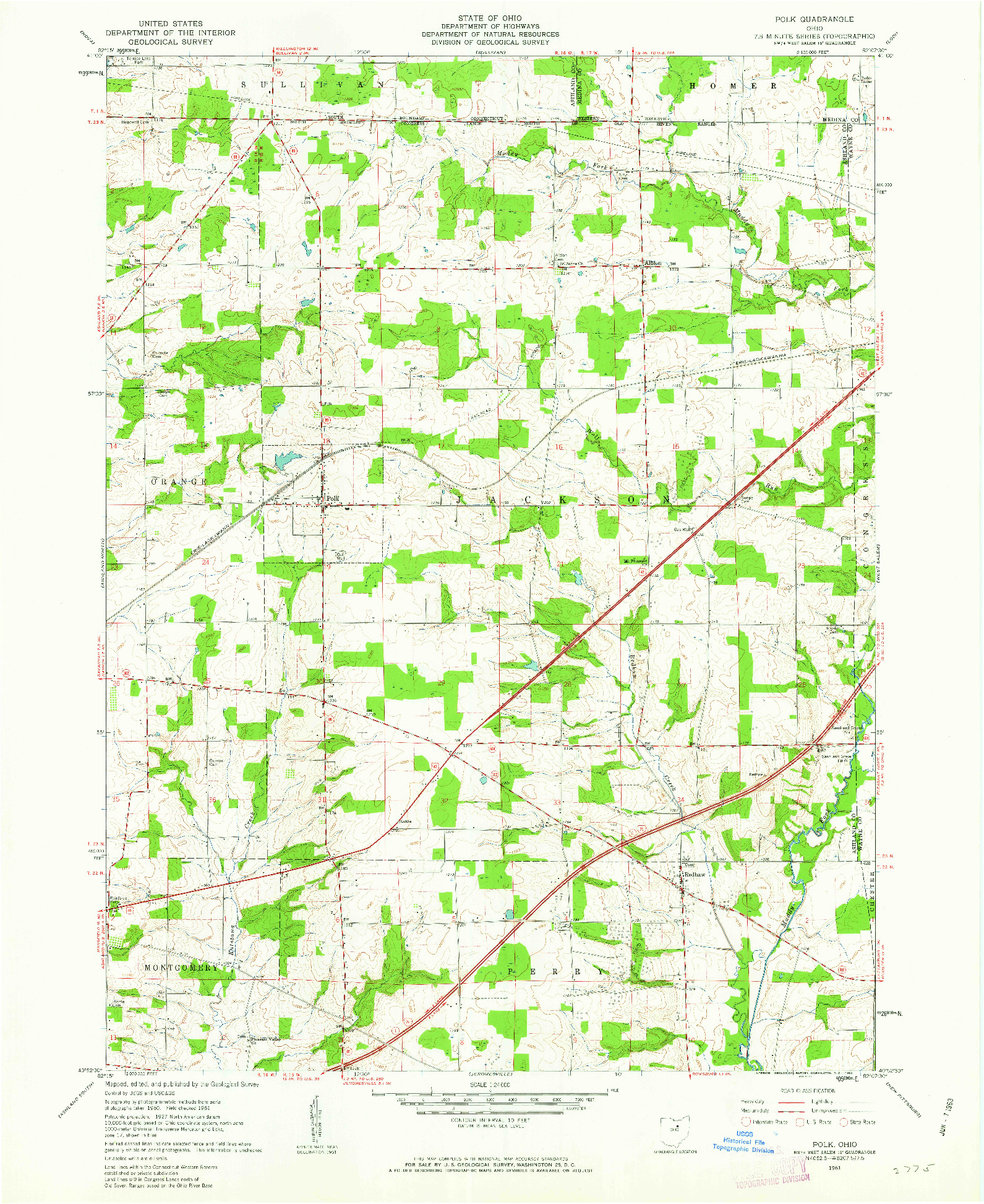 USGS 1:24000-SCALE QUADRANGLE FOR POLK, OH 1961