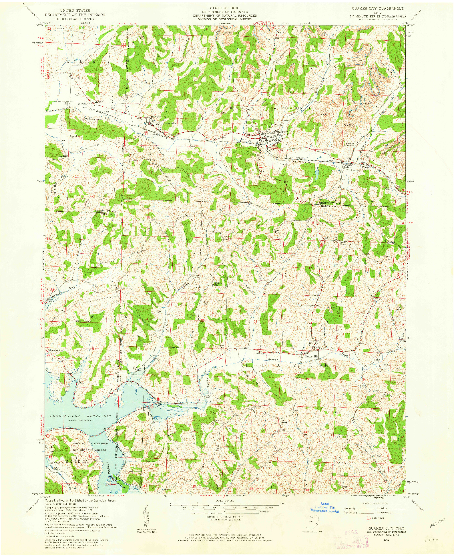 USGS 1:24000-SCALE QUADRANGLE FOR QUAKER CITY, OH 1961