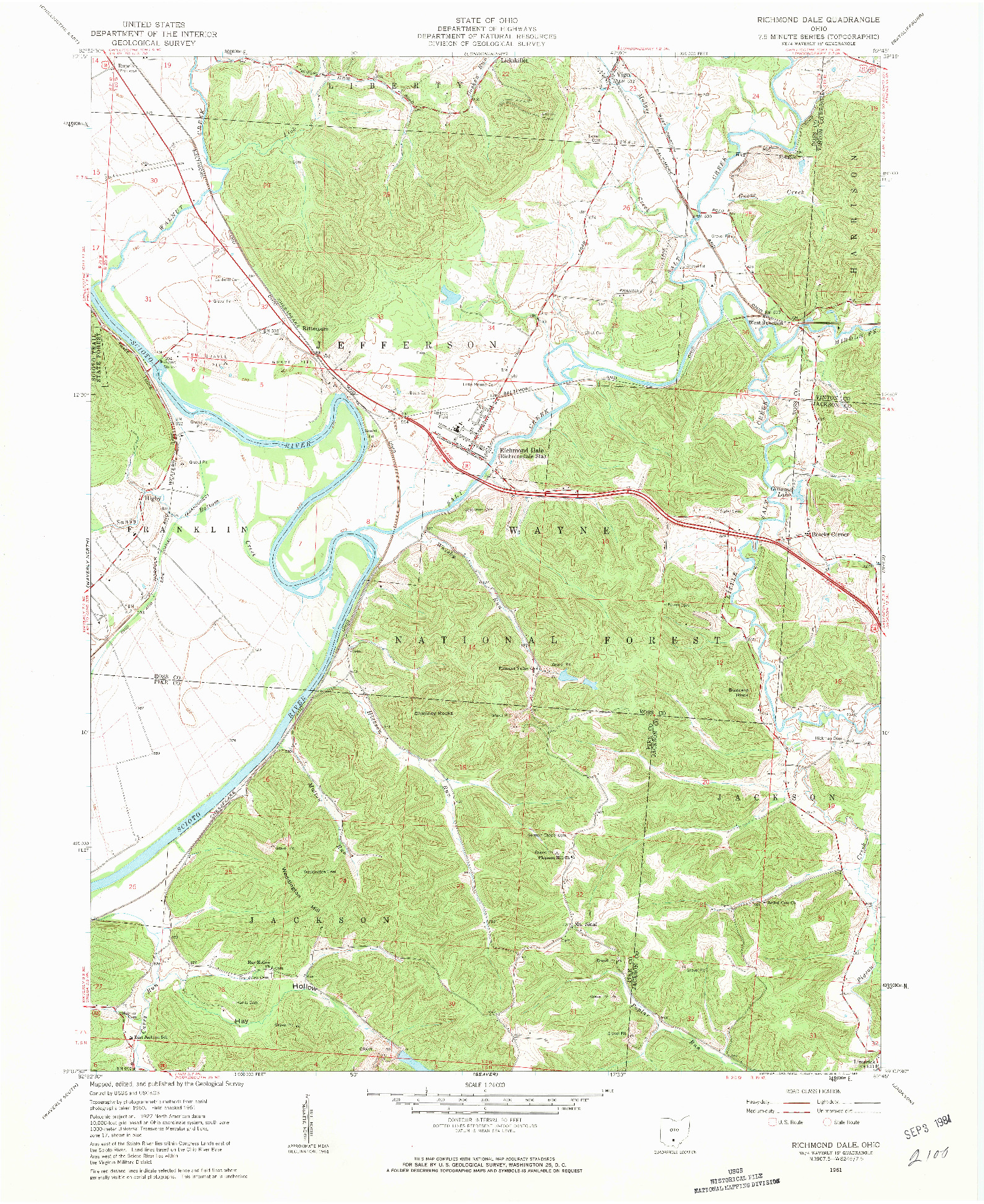 USGS 1:24000-SCALE QUADRANGLE FOR RICHMOND DALE, OH 1961
