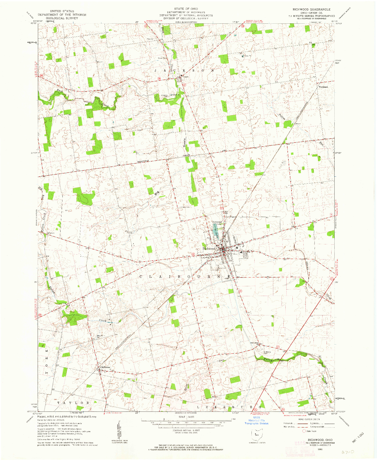 USGS 1:24000-SCALE QUADRANGLE FOR RICHWOOD, OH 1961