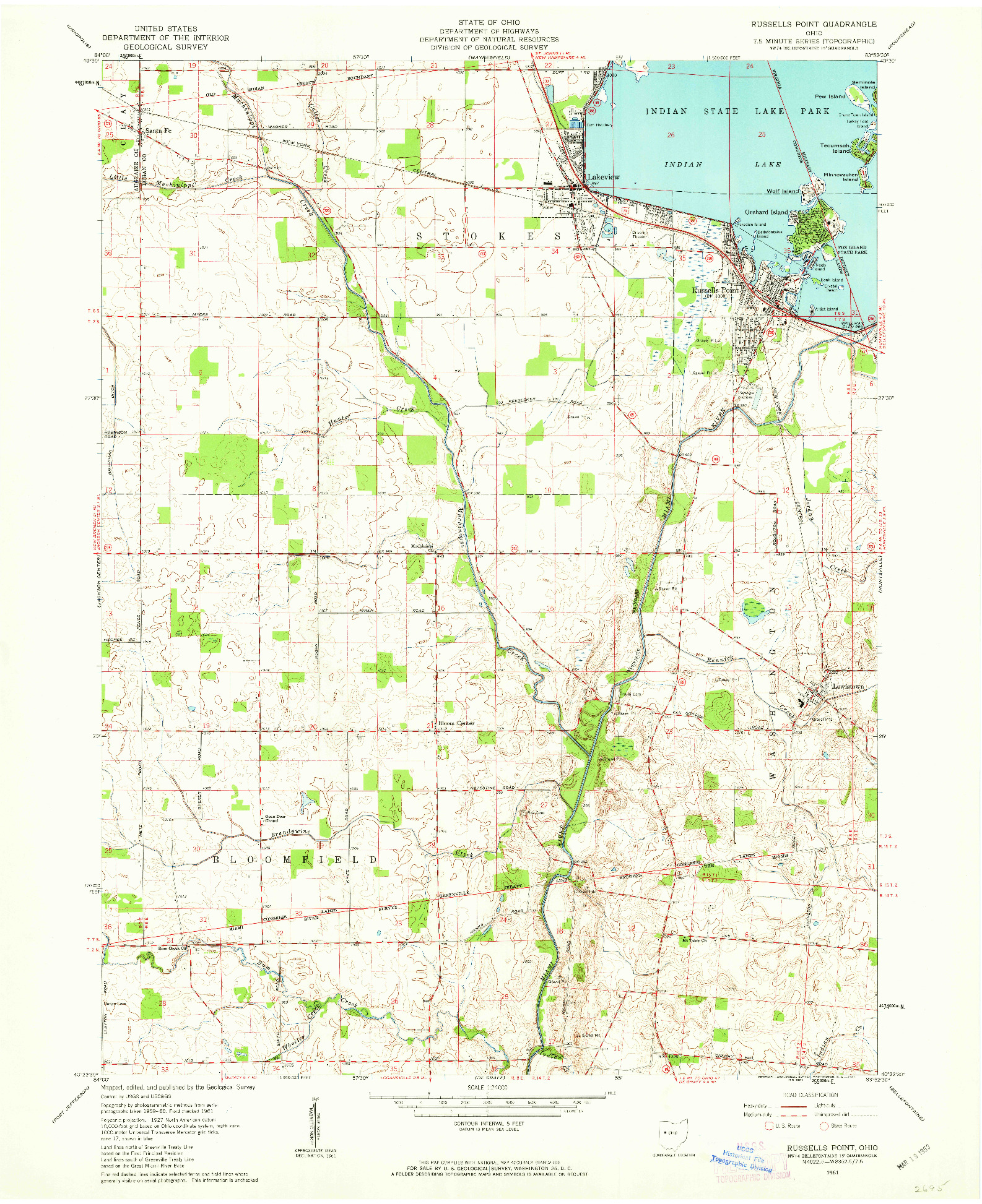 USGS 1:24000-SCALE QUADRANGLE FOR RUSSELLS POINT, OH 1961