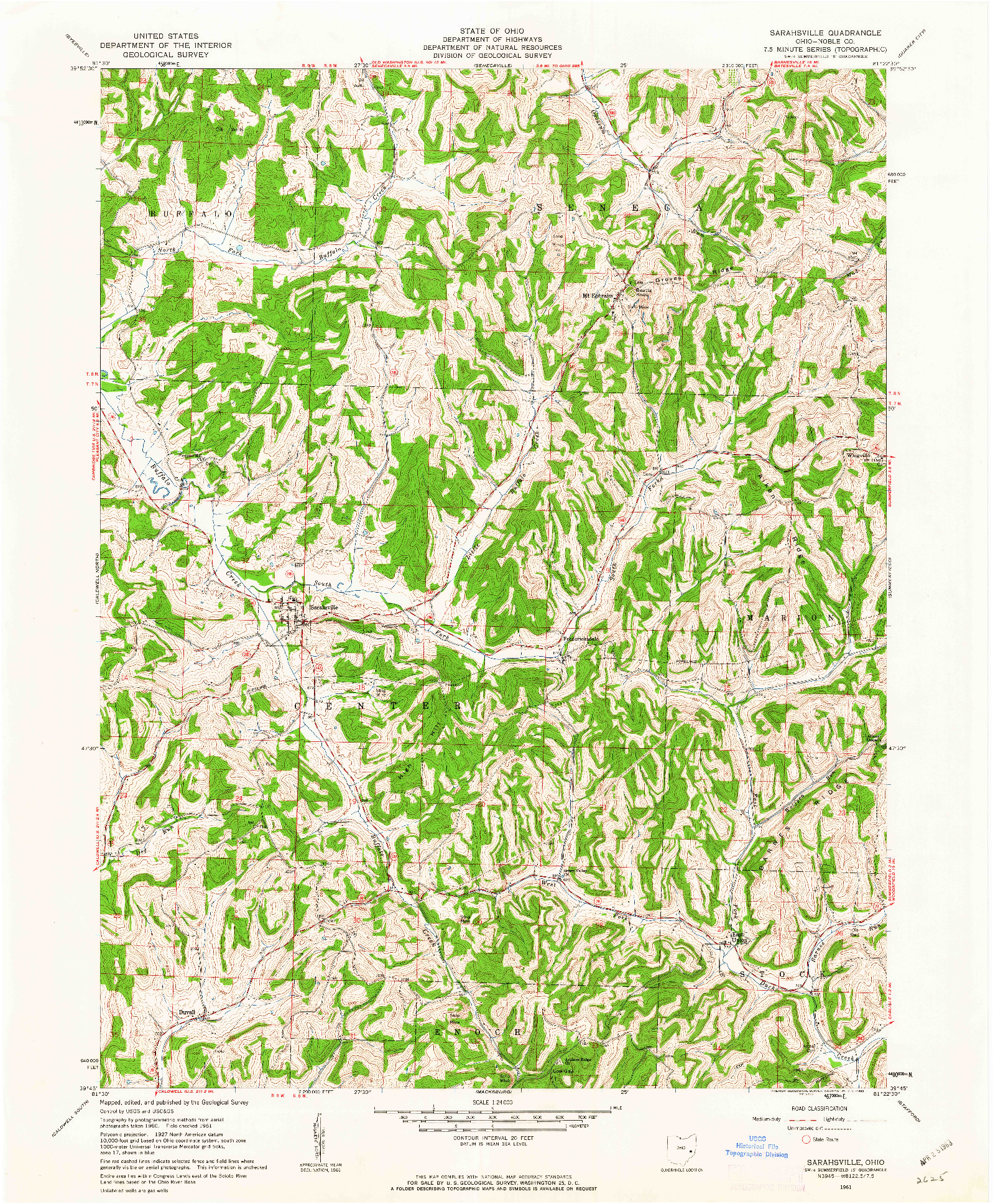 USGS 1:24000-SCALE QUADRANGLE FOR SARAHSVILLE, OH 1961