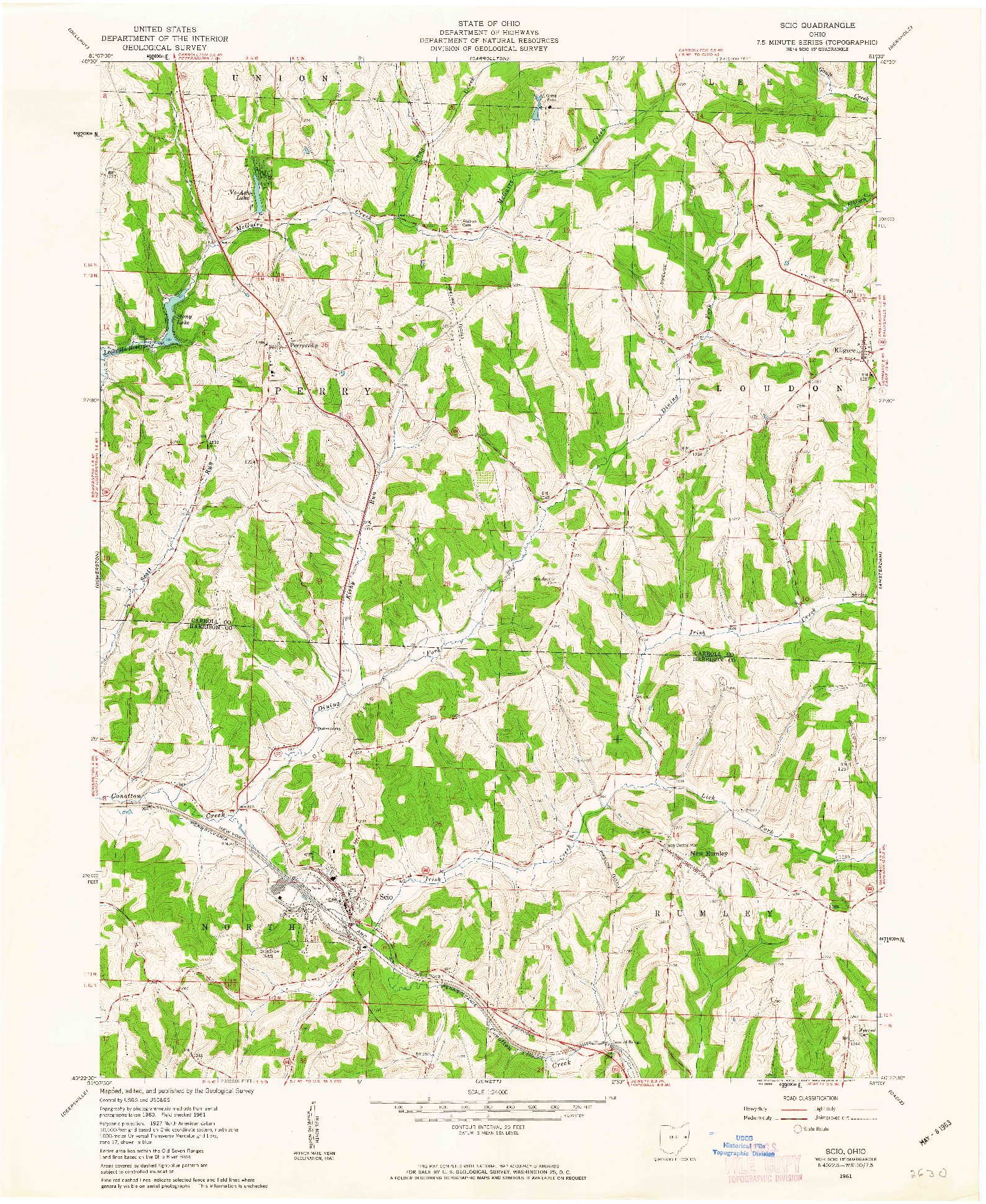 USGS 1:24000-SCALE QUADRANGLE FOR SCIO, OH 1961