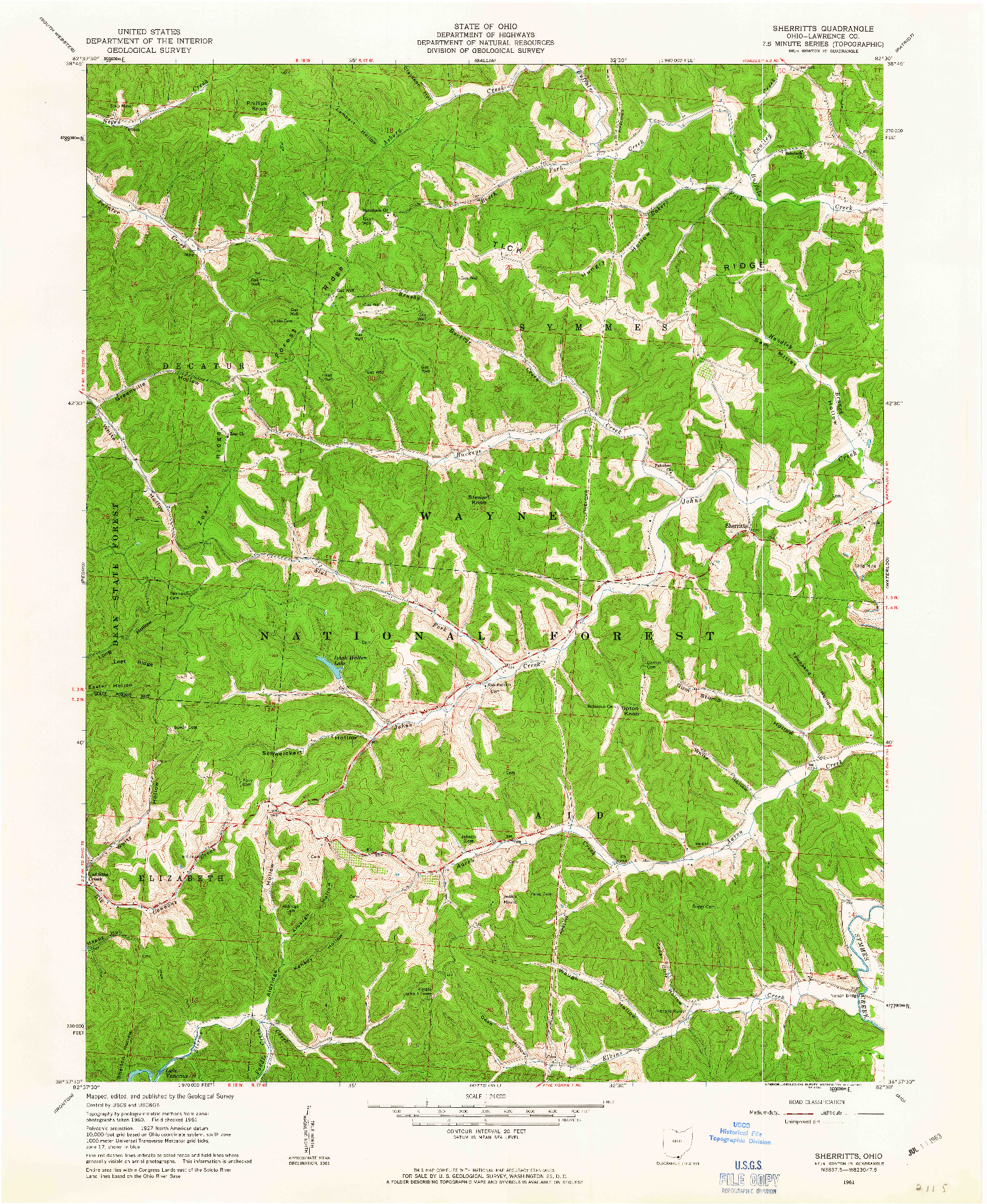 USGS 1:24000-SCALE QUADRANGLE FOR SHERRITTS, OH 1961