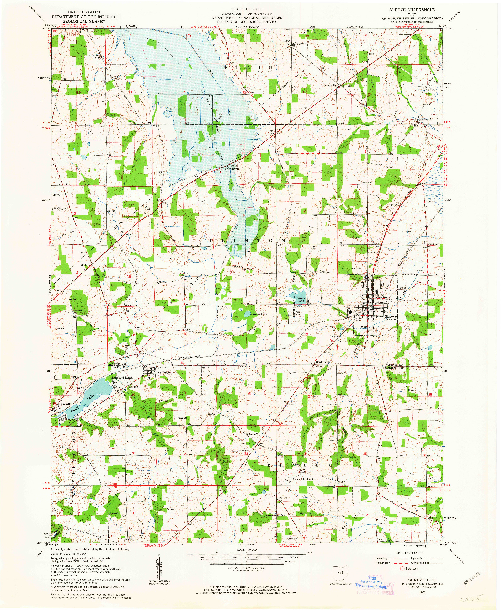 USGS 1:24000-SCALE QUADRANGLE FOR SHREVE, OH 1961