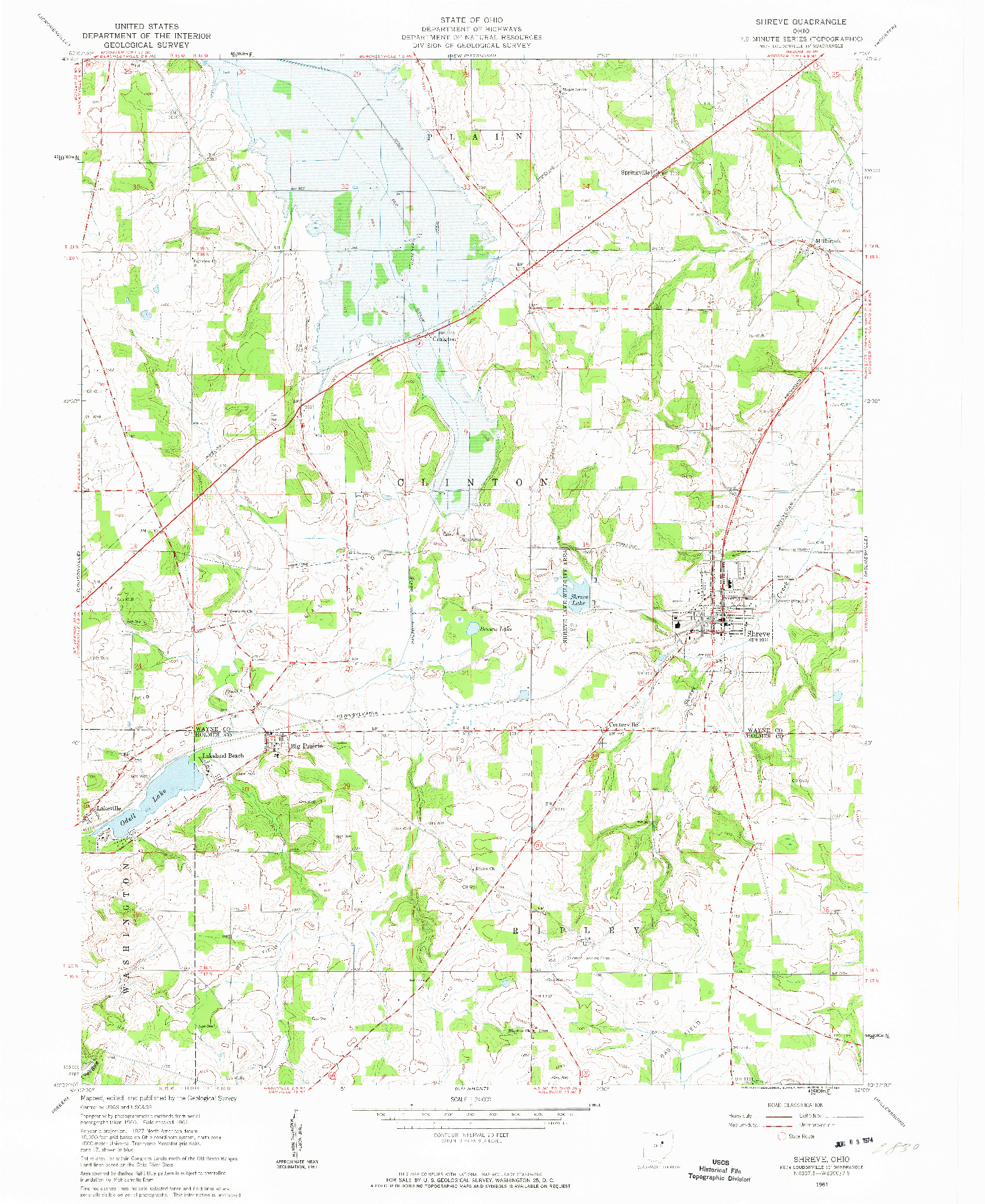 USGS 1:24000-SCALE QUADRANGLE FOR SHREVE, OH 1961