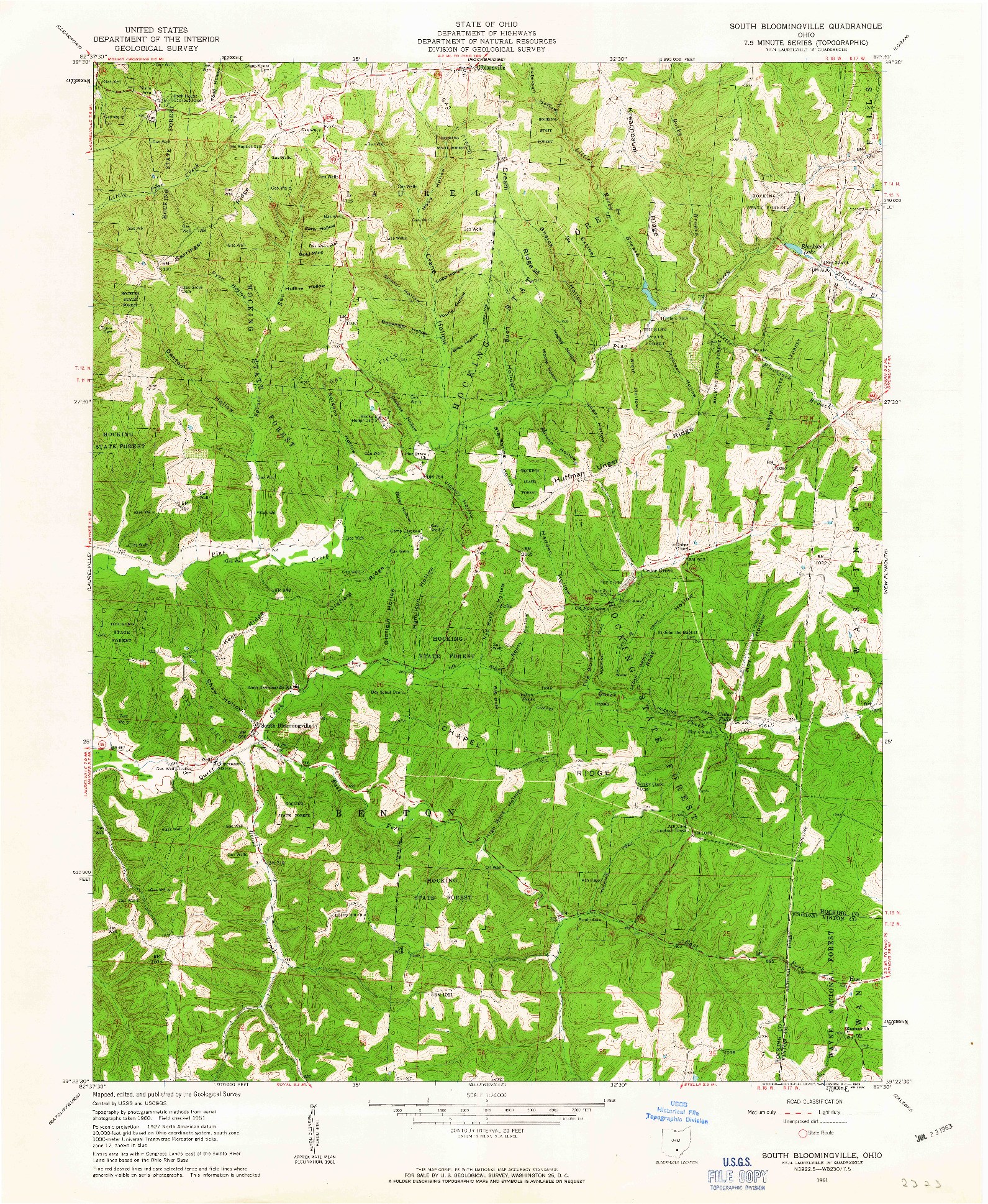 USGS 1:24000-SCALE QUADRANGLE FOR SOUTH BLOOMINGVILLE, OH 1961