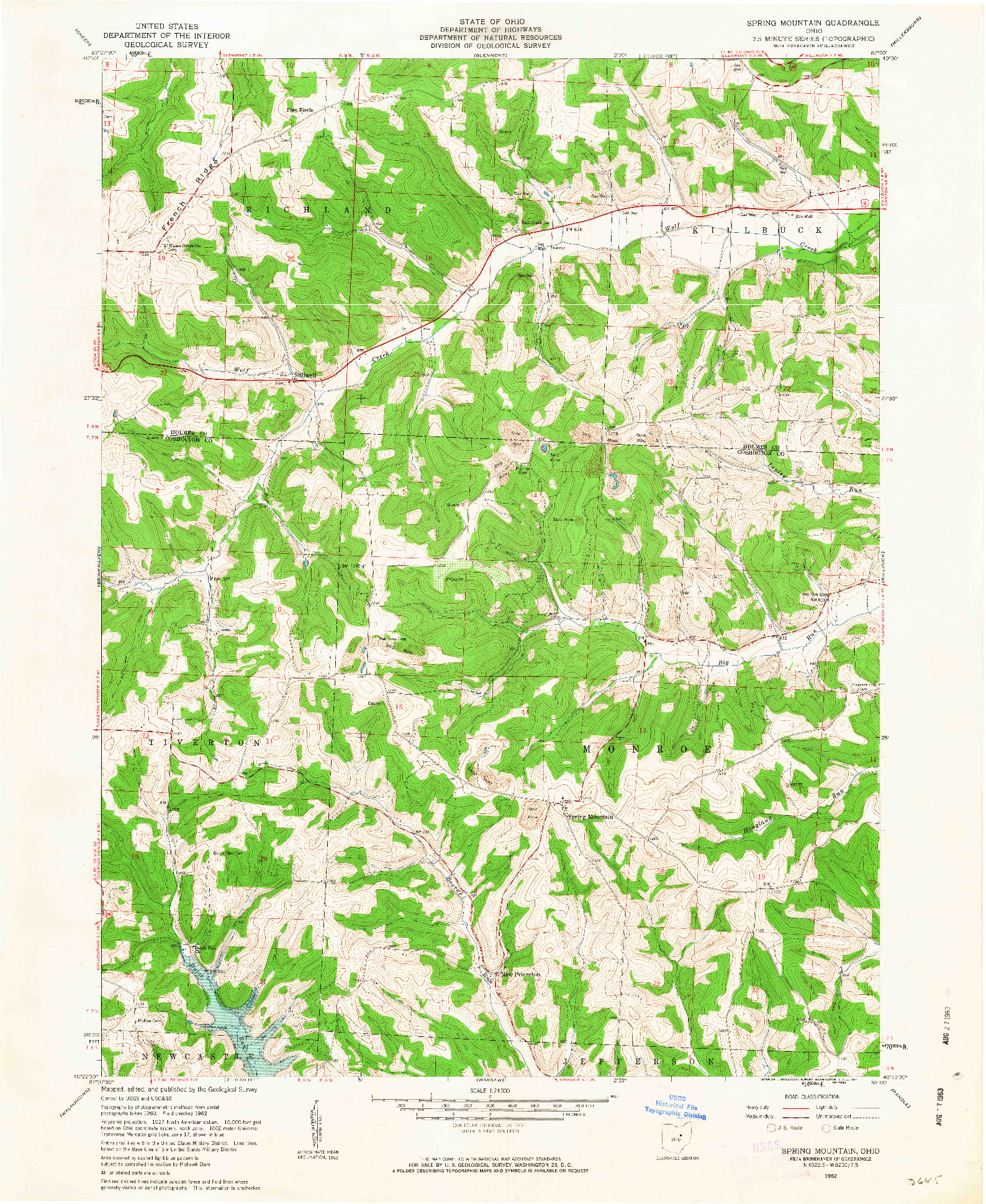 USGS 1:24000-SCALE QUADRANGLE FOR SPRING MOUNTAIN, OH 1962