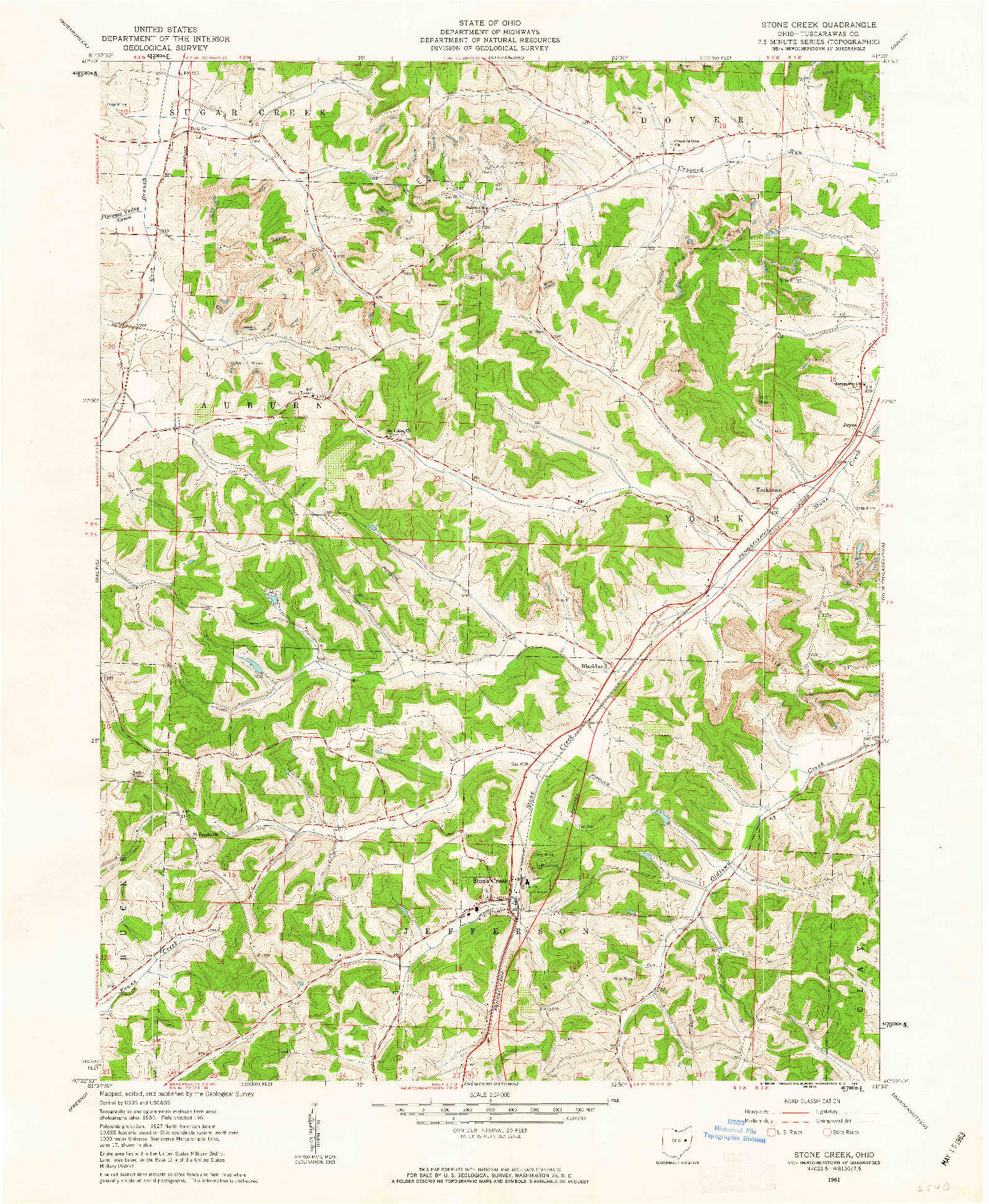 USGS 1:24000-SCALE QUADRANGLE FOR STONE CREEK, OH 1961