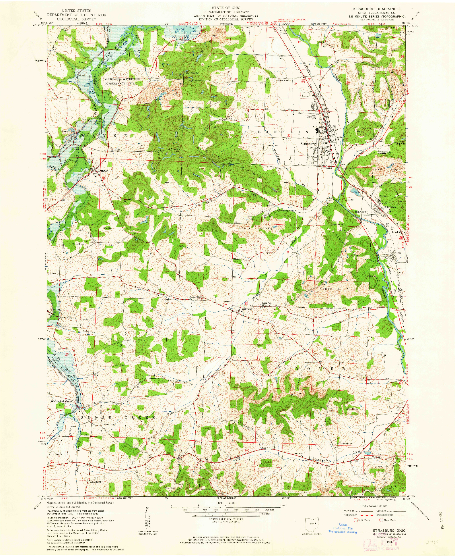 USGS 1:24000-SCALE QUADRANGLE FOR STRASBURG, OH 1961
