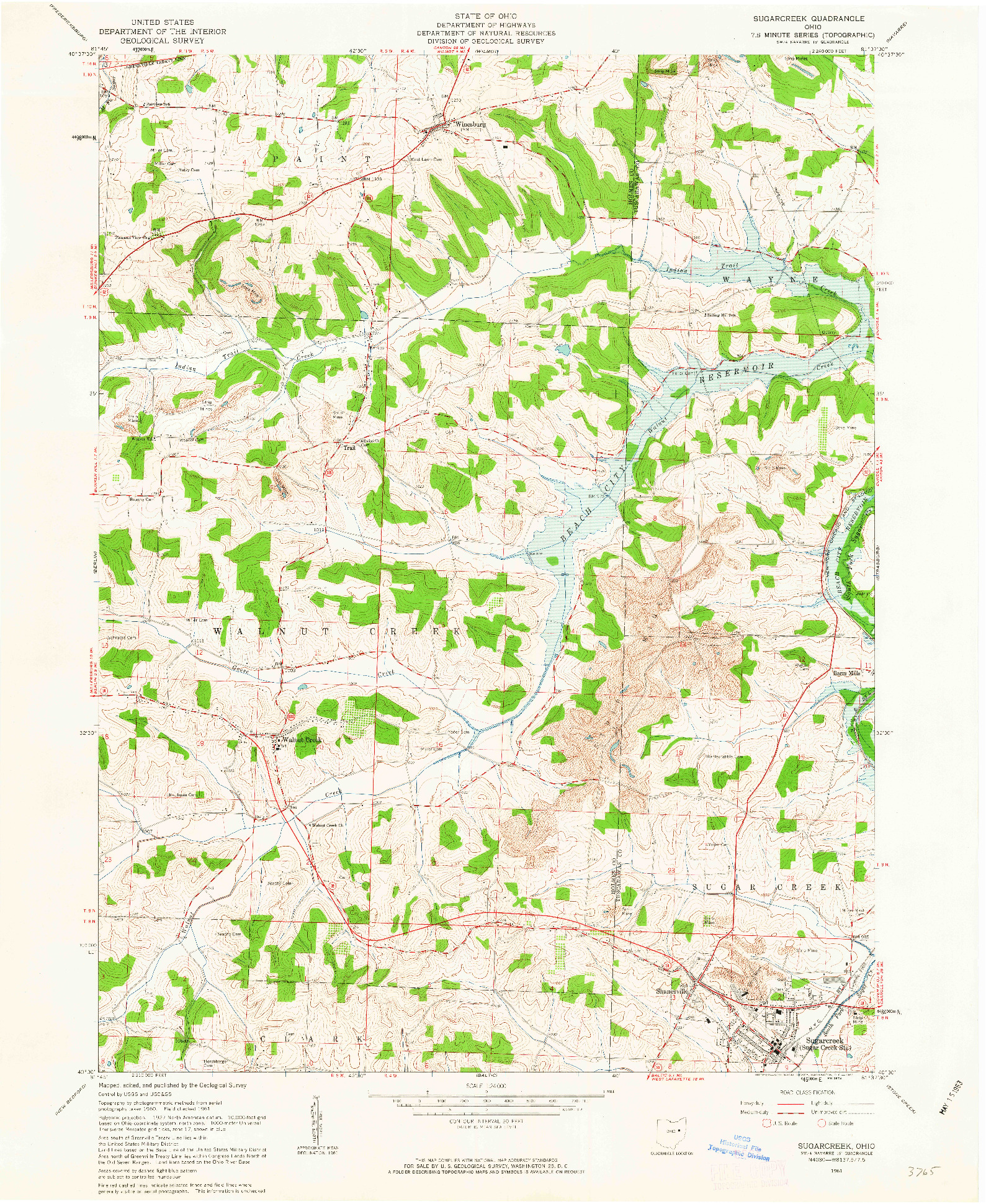 USGS 1:24000-SCALE QUADRANGLE FOR SUGARCREEK, OH 1961