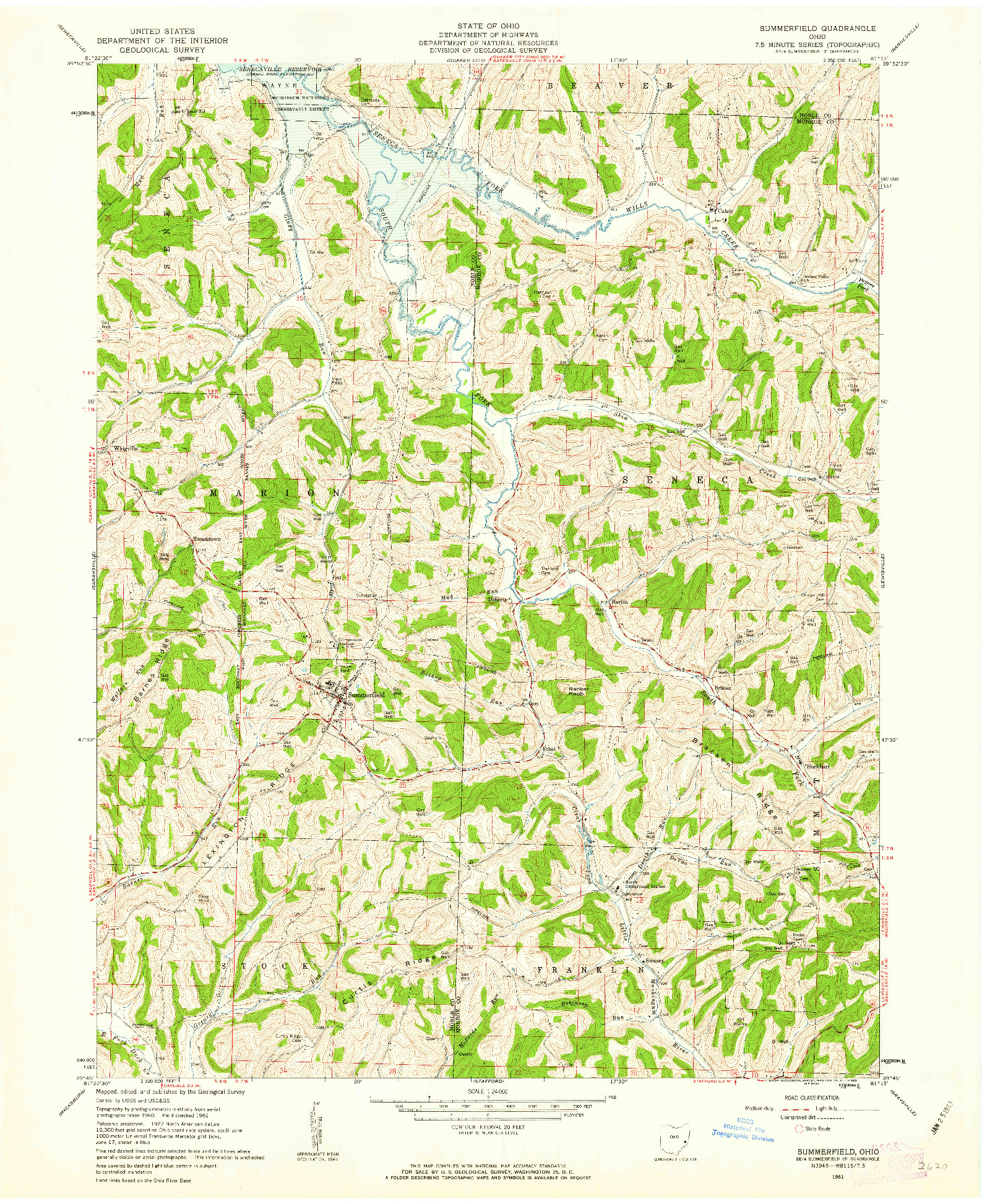 USGS 1:24000-SCALE QUADRANGLE FOR SUMMERFIELD, OH 1961