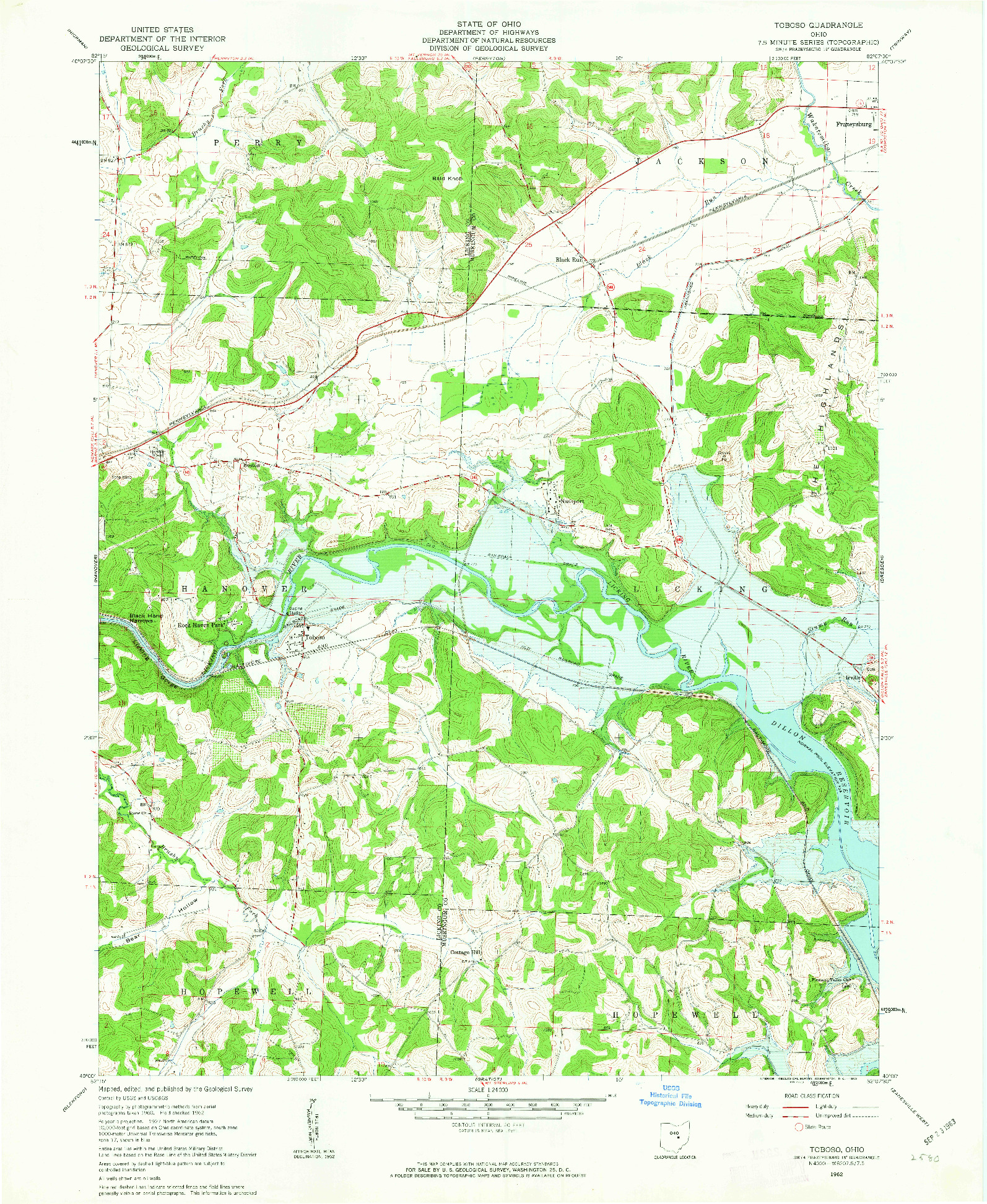 USGS 1:24000-SCALE QUADRANGLE FOR TOBOSO, OH 1962