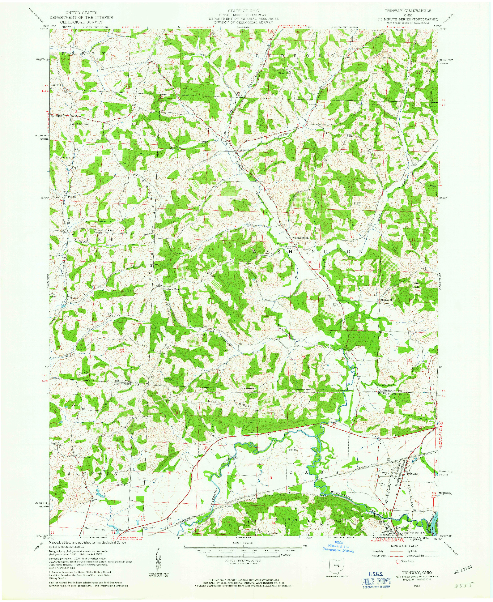 USGS 1:24000-SCALE QUADRANGLE FOR TRINWAY, OH 1962