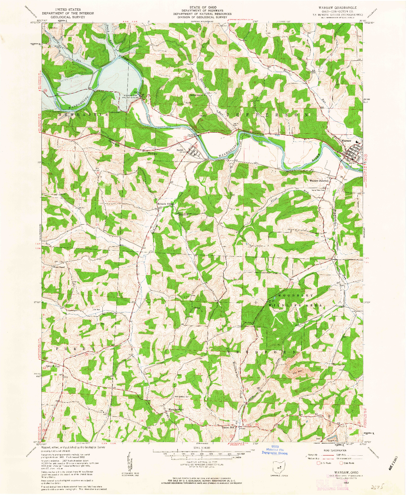 USGS 1:24000-SCALE QUADRANGLE FOR WARSAW, OH 1962