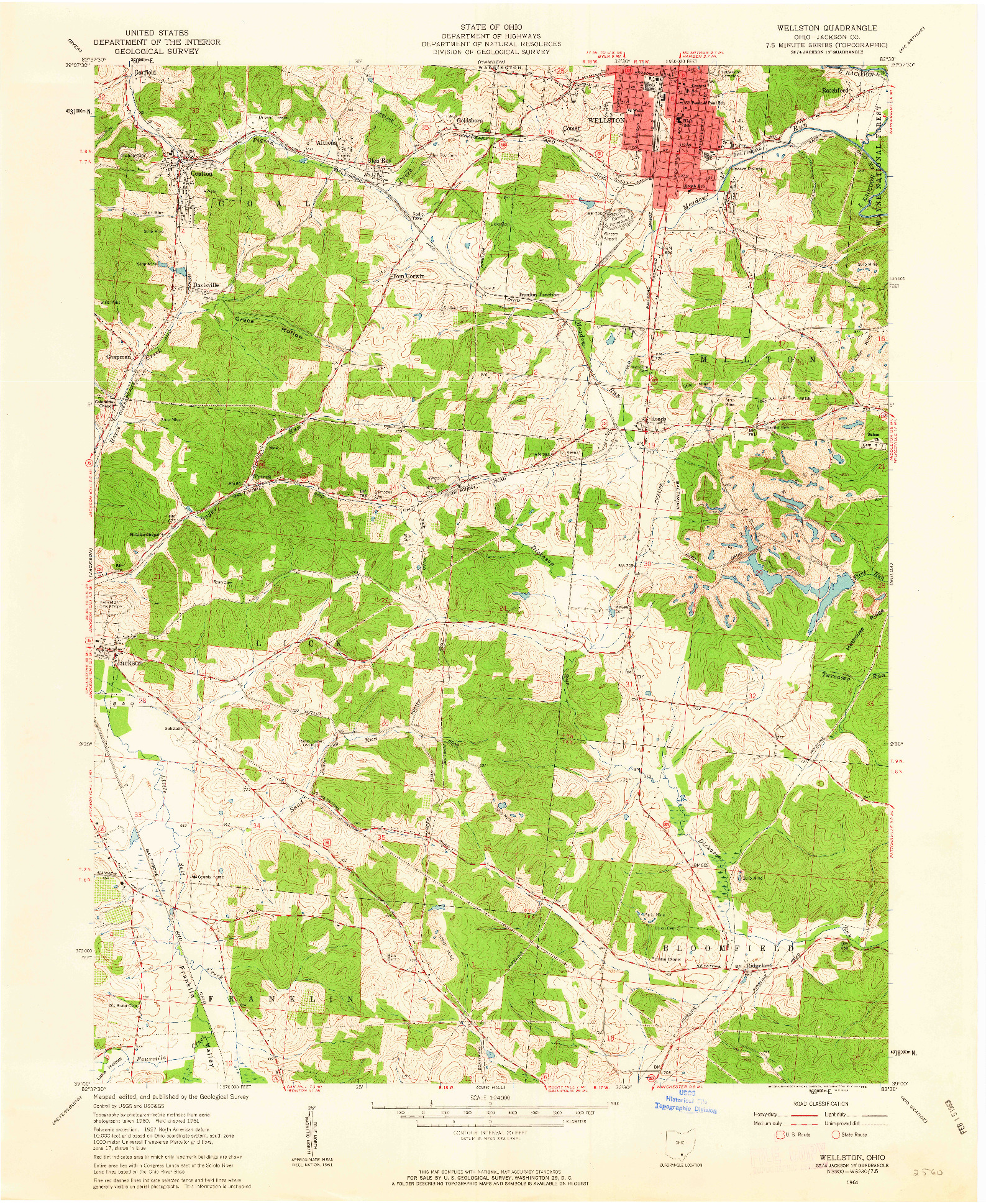 USGS 1:24000-SCALE QUADRANGLE FOR WELLSTON, OH 1961