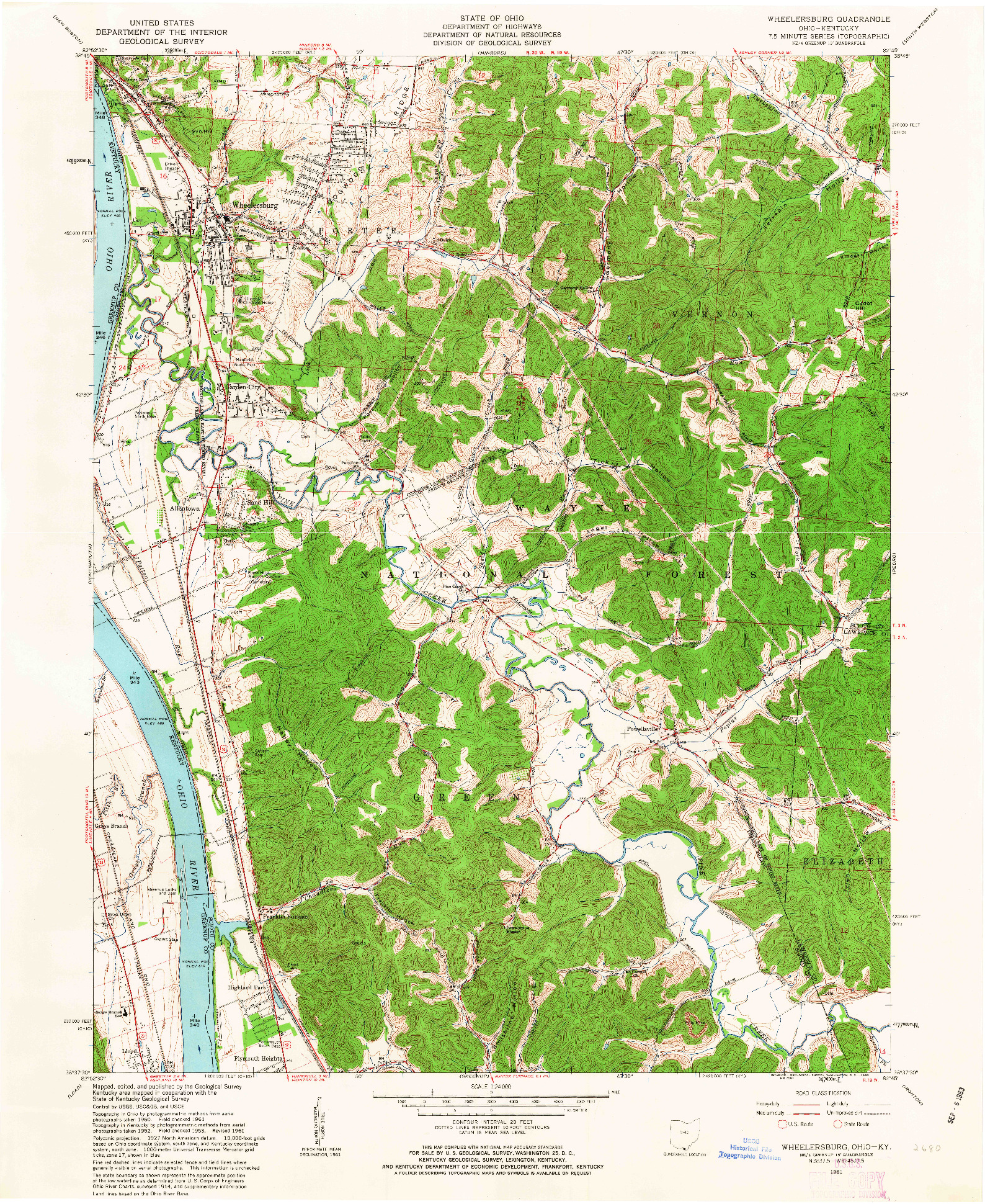 USGS 1:24000-SCALE QUADRANGLE FOR WHEELERSBURG, OH 1961