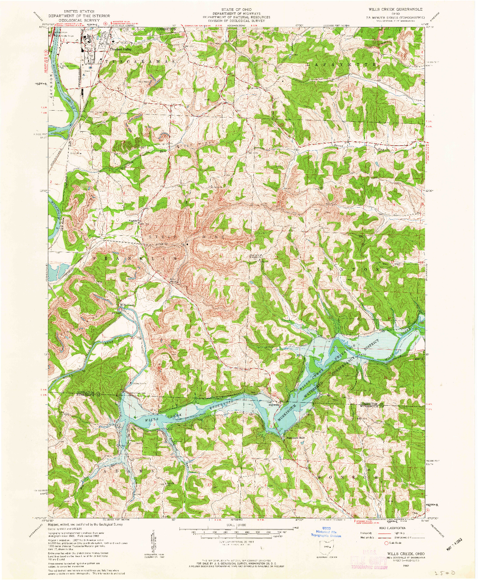 USGS 1:24000-SCALE QUADRANGLE FOR WILLS CREEK, OH 1962