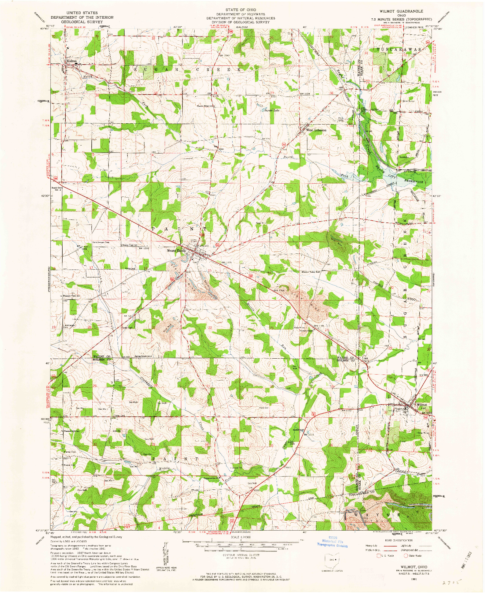 USGS 1:24000-SCALE QUADRANGLE FOR WILMOT, OH 1961