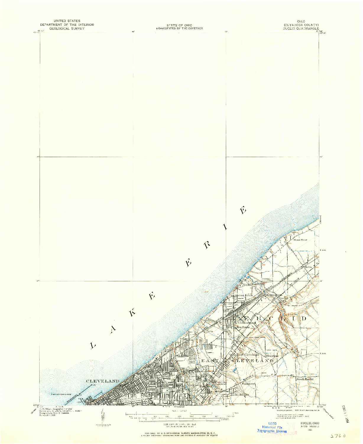 USGS 1:62500-SCALE QUADRANGLE FOR EUCLID, OH 1901