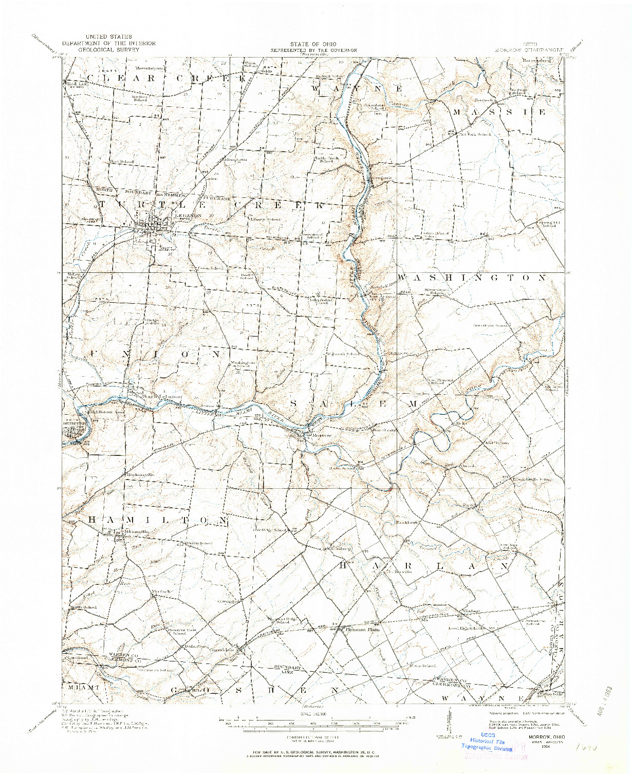 USGS 1:62500-SCALE QUADRANGLE FOR MORROW, OH 1914