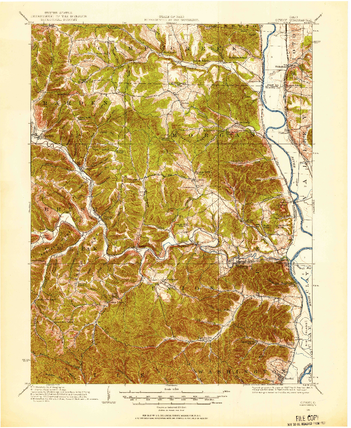 USGS 1:62500-SCALE QUADRANGLE FOR OTWAY, OH 1915