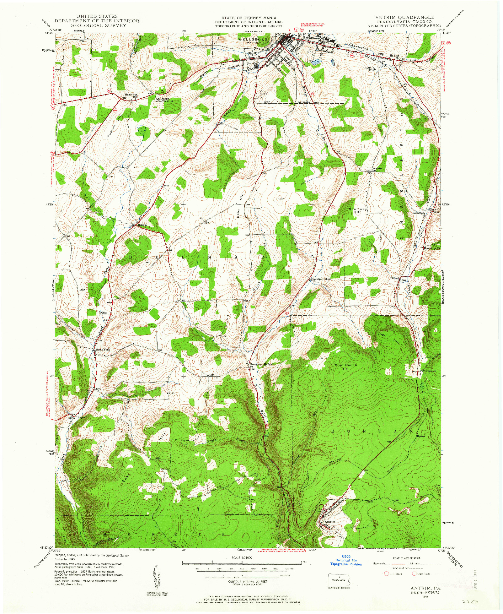 USGS 1:24000-SCALE QUADRANGLE FOR ANTRIM, PA 1946