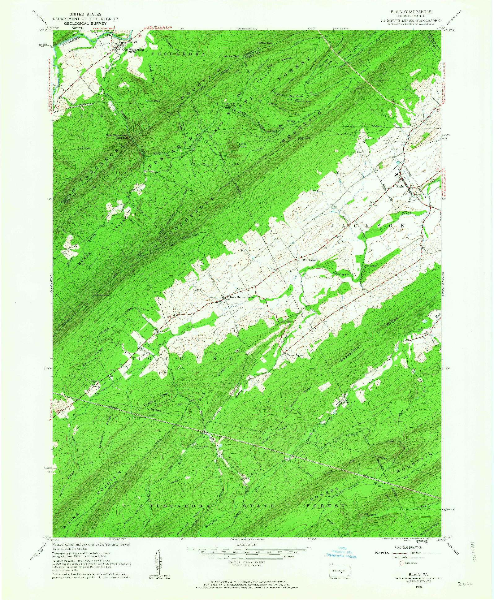 USGS 1:24000-SCALE QUADRANGLE FOR BLAIN, PA 1960