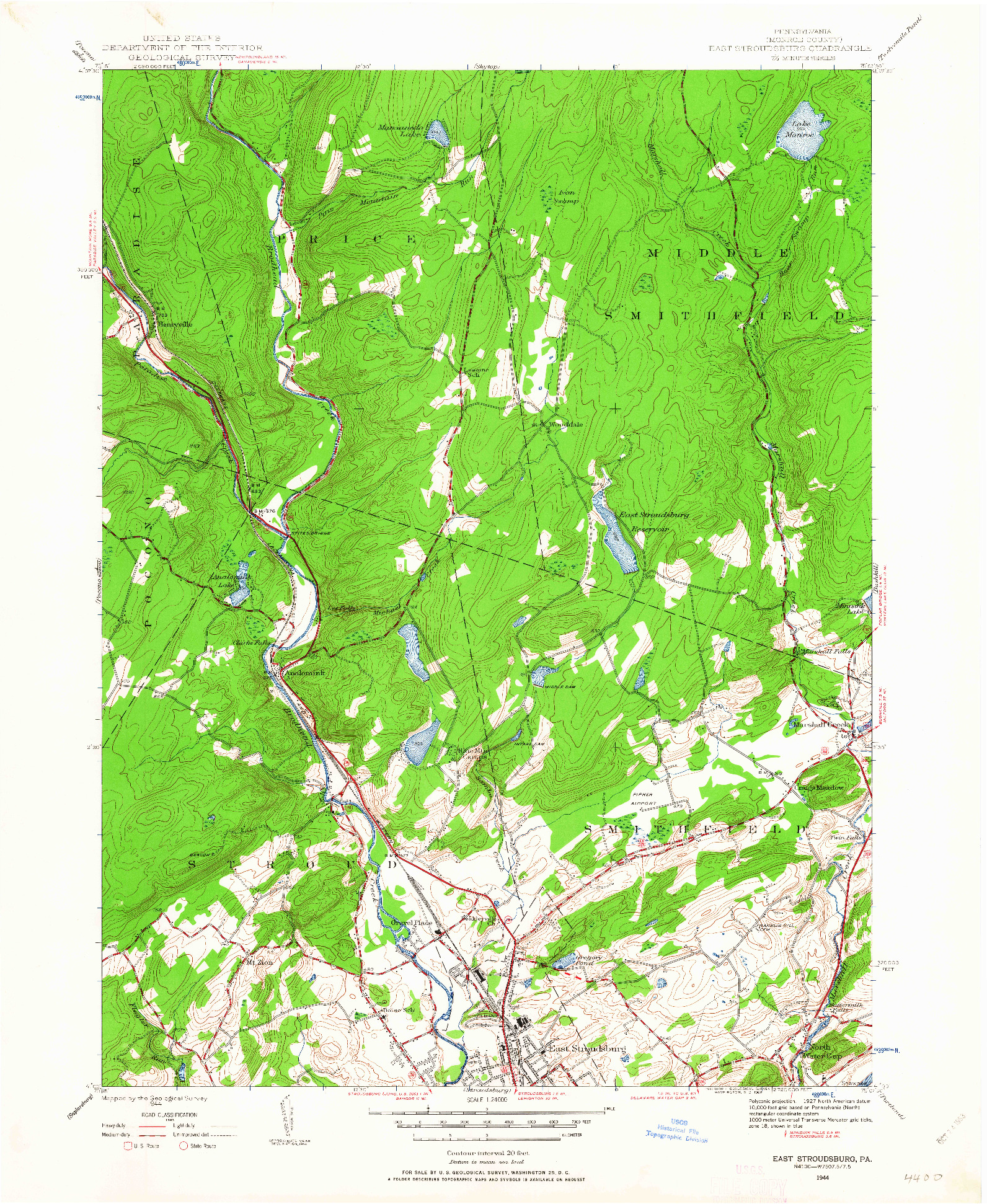 USGS 1:24000-SCALE QUADRANGLE FOR EAST STROUDSBURG, PA 1944