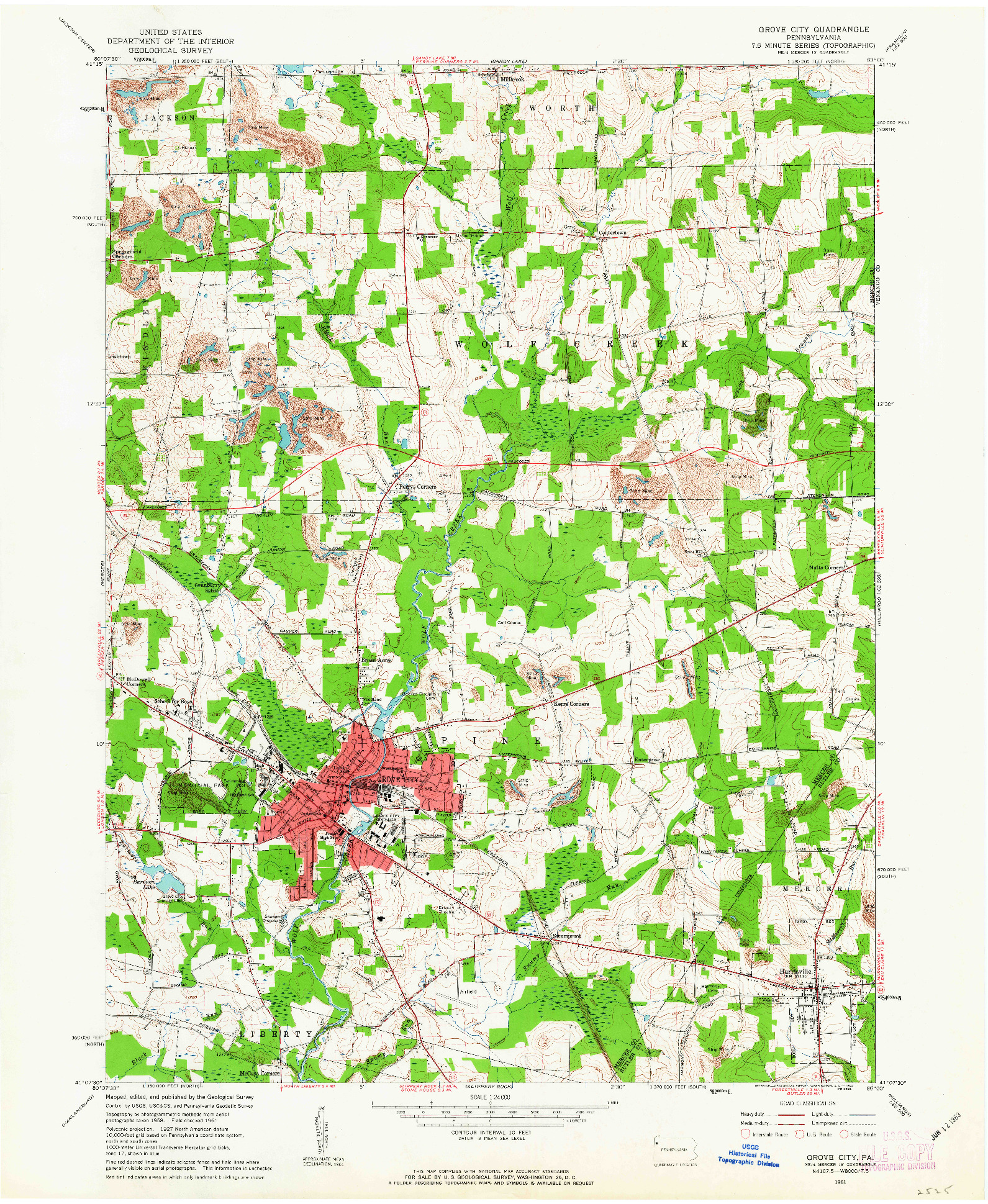 USGS 1:24000-SCALE QUADRANGLE FOR GROVE CITY, PA 1961