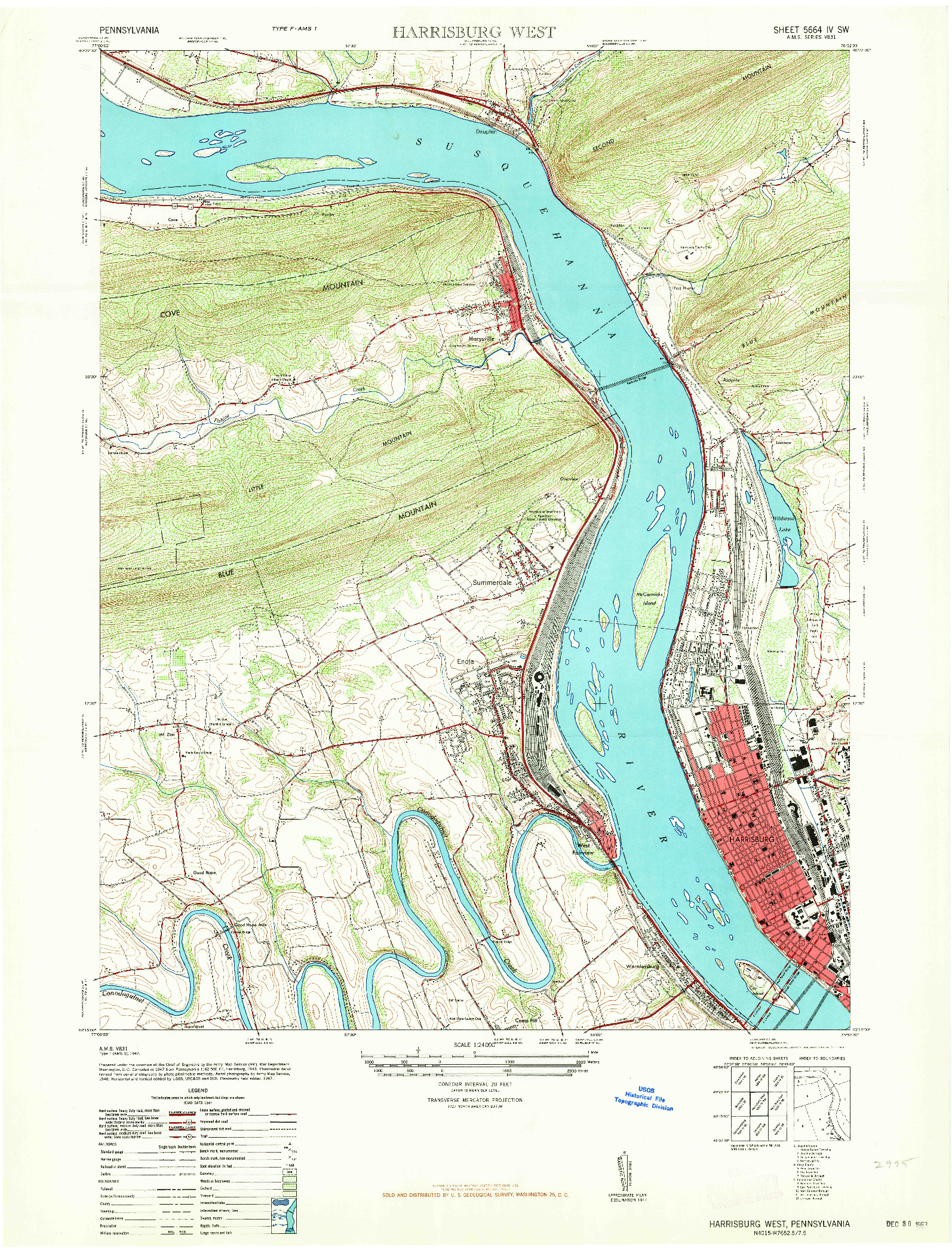 USGS 1:24000-SCALE QUADRANGLE FOR HARRISBURG WEST, PA 1963