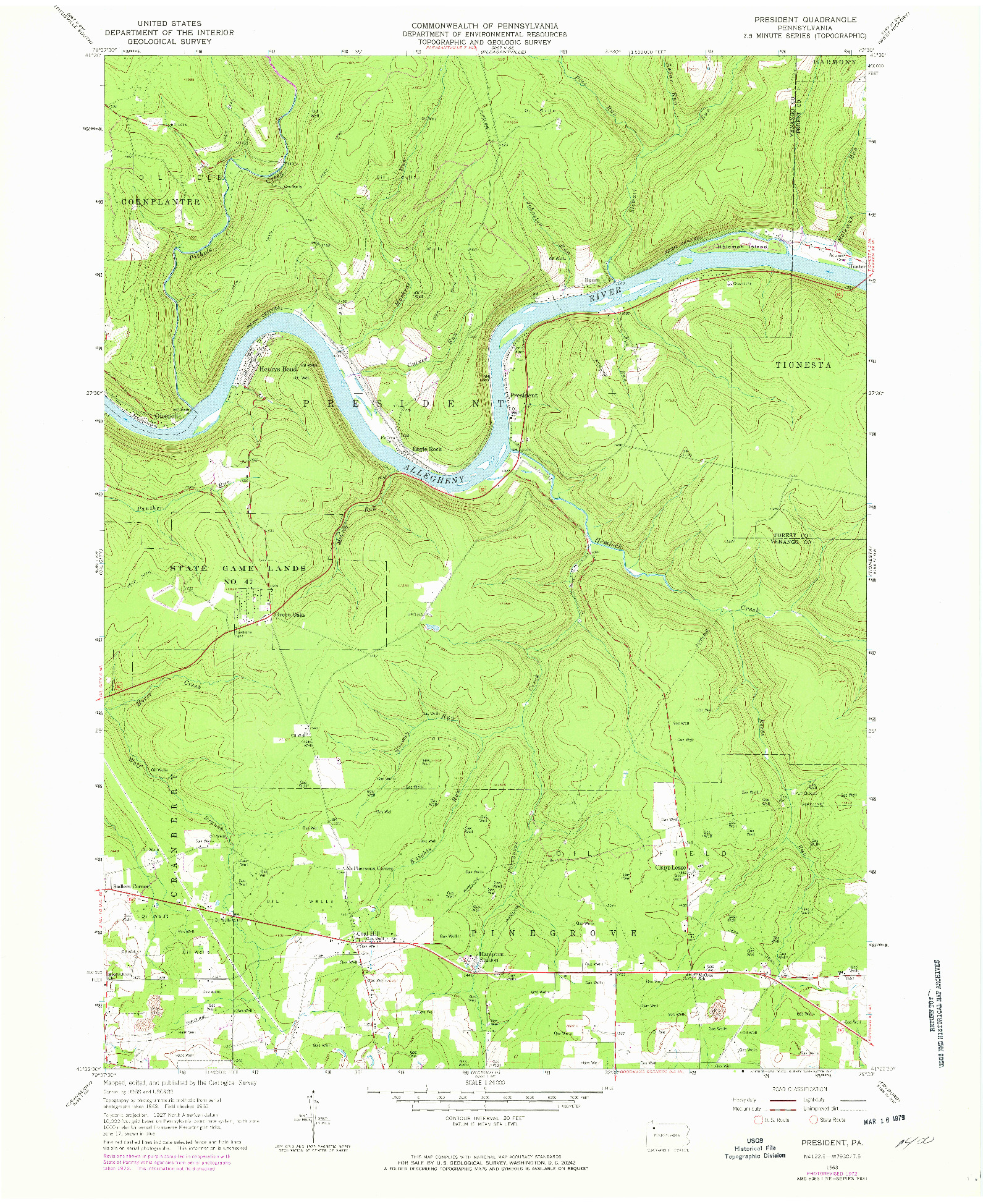 USGS 1:24000-SCALE QUADRANGLE FOR PRESIDENT, PA 1963