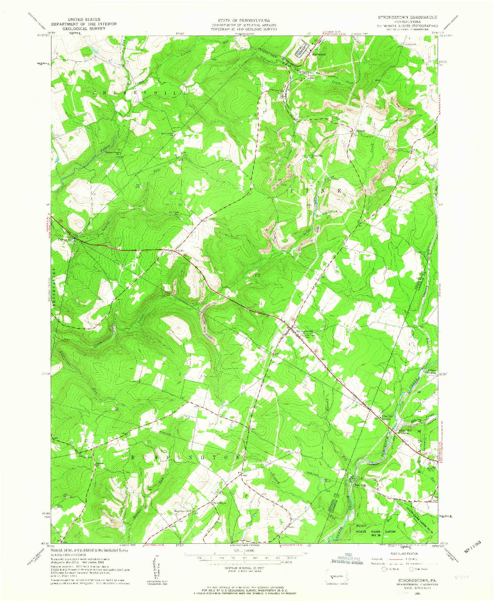 USGS 1:24000-SCALE QUADRANGLE FOR STRONGSTOWN, PA 1961