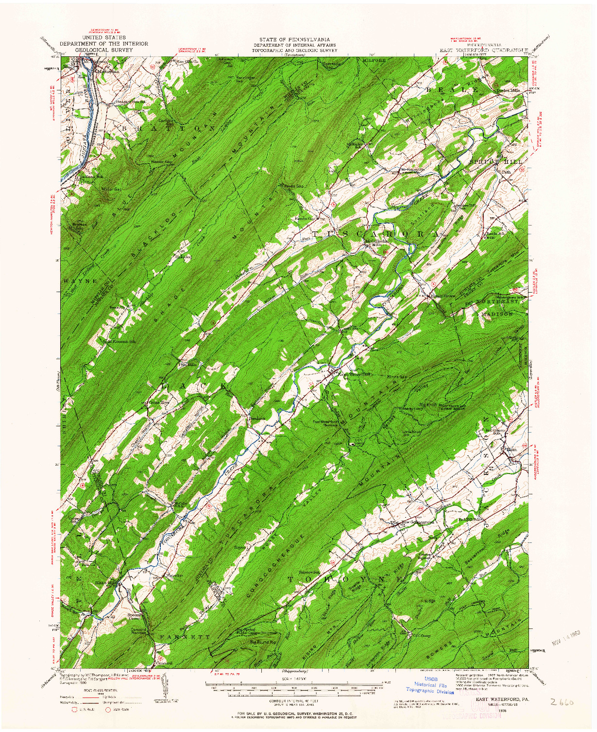 USGS 1:62500-SCALE QUADRANGLE FOR EAST WATERFORD, PA 1936