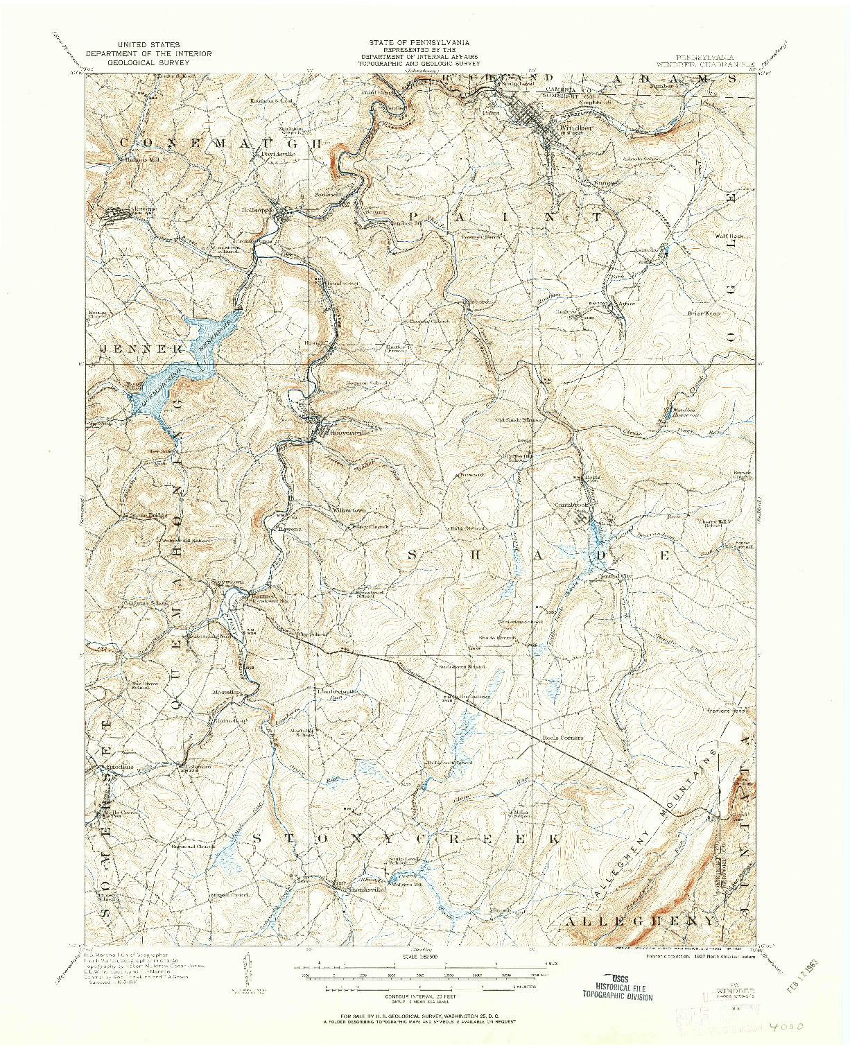 USGS 1:62500-SCALE QUADRANGLE FOR WINDBER, PA 1914